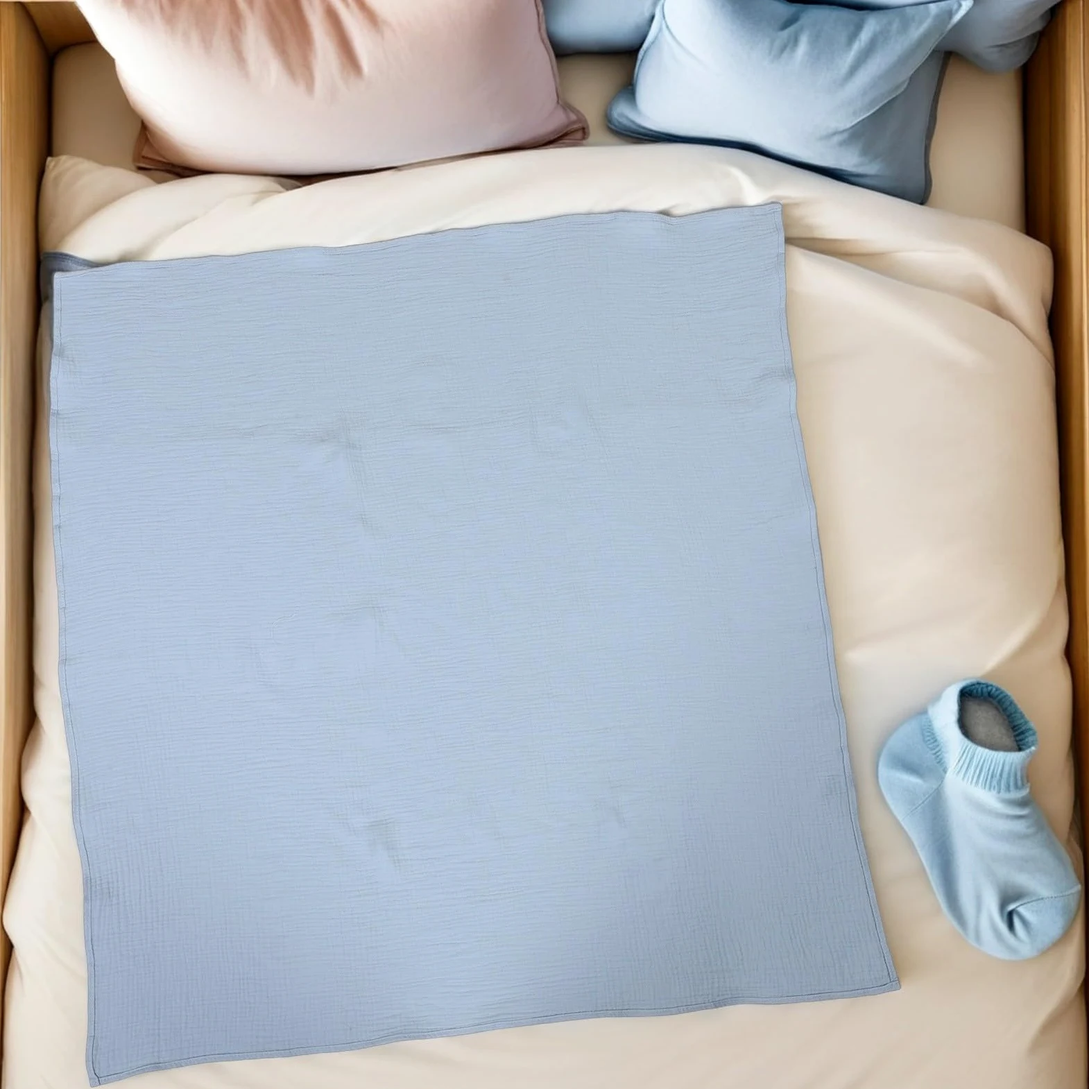 PRETYZOOM Coperta Avvolgente in Mussola di Filato Morbido 3 Pezzi per Ragazzo Ragazza Design a Copertura Ampia la Nanna Estiva la Culla
