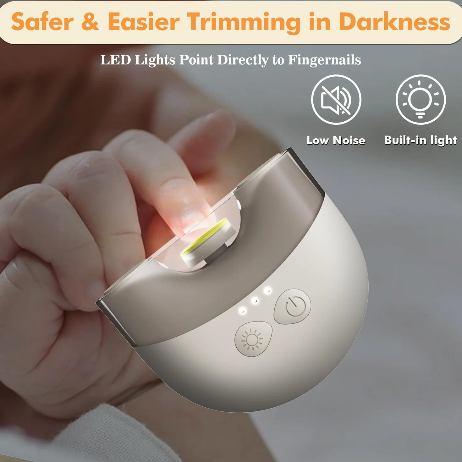 Megainvo Lima Unghie Neonato Elettrico Rechargeable Tagliaunghie Neonato Bambini Taglia Unghie Neonati con Luce & Rettifica Testine Deposito, Lima elettrica per unghie per Neonati Kit Unghie Neonato