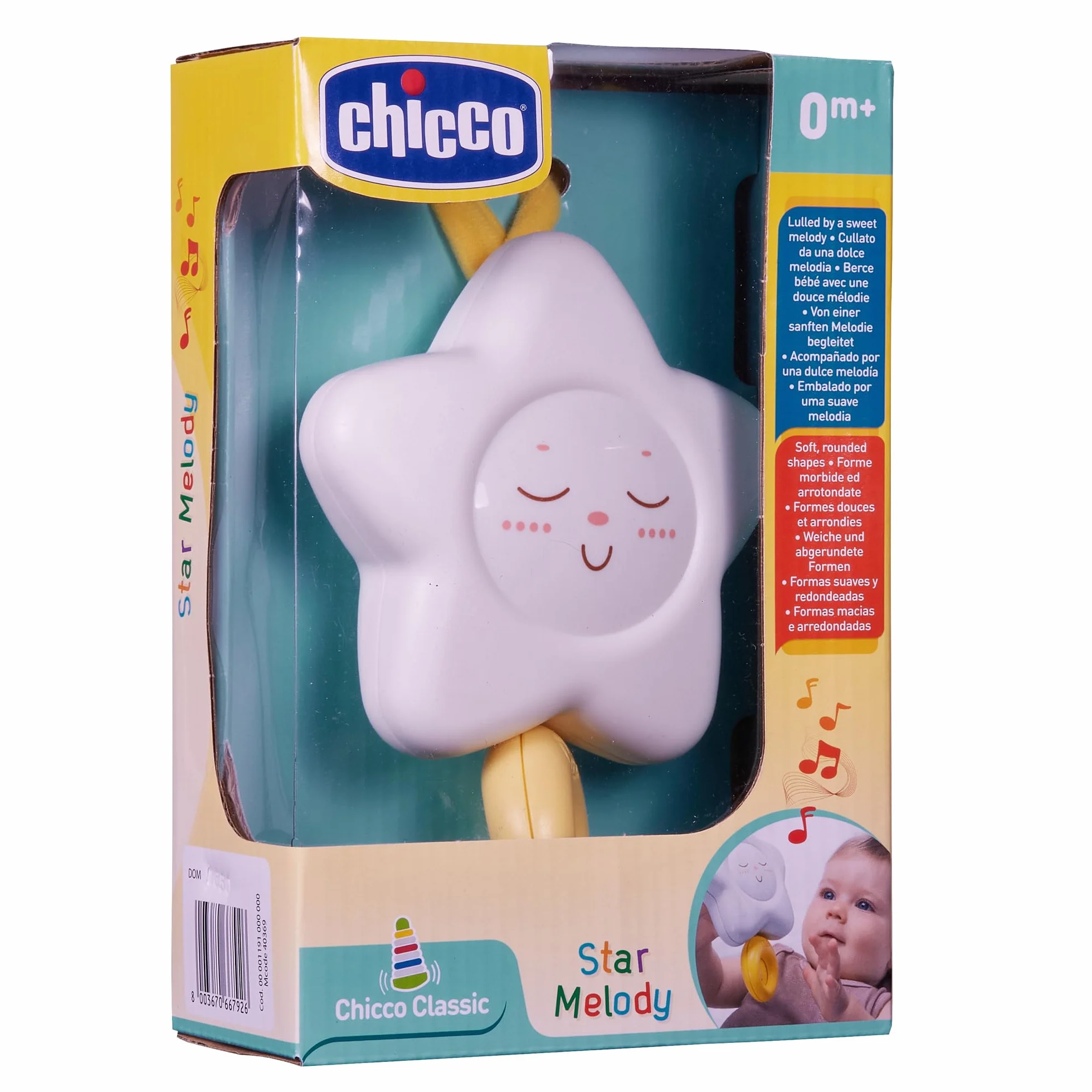 Chicco Carillon Ninna Stella per Bambini, Dolce Carillon a Forma di Stella con Delicate Melodie, Facile da Agganciare a Culla o Lettino, 0 Mesi +