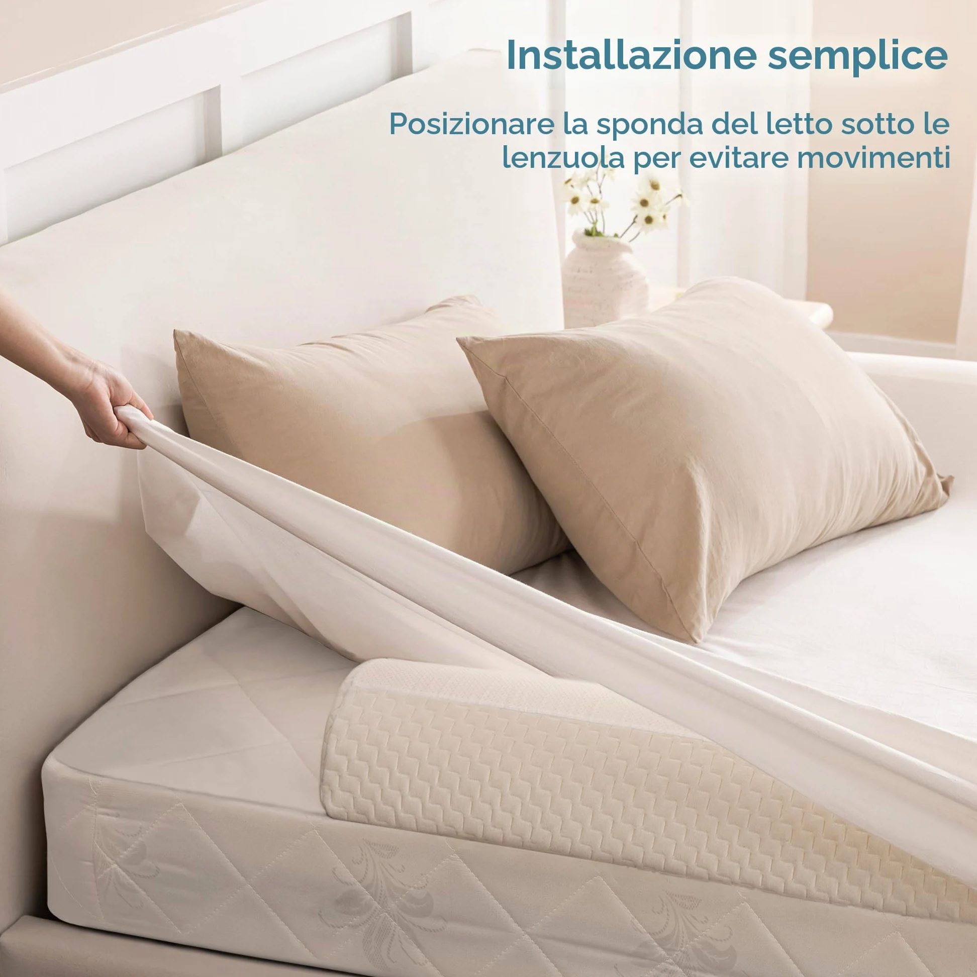 HBselect 2 pezzi Barriere Letto Bambini Antiscivolo Memory Foam Morbido | Paracolpi Lettino Protezione Bambini Sponda Letto per Neonati Cuscino di Sicurezza con Federa Rimovibile Paraurti Culla
