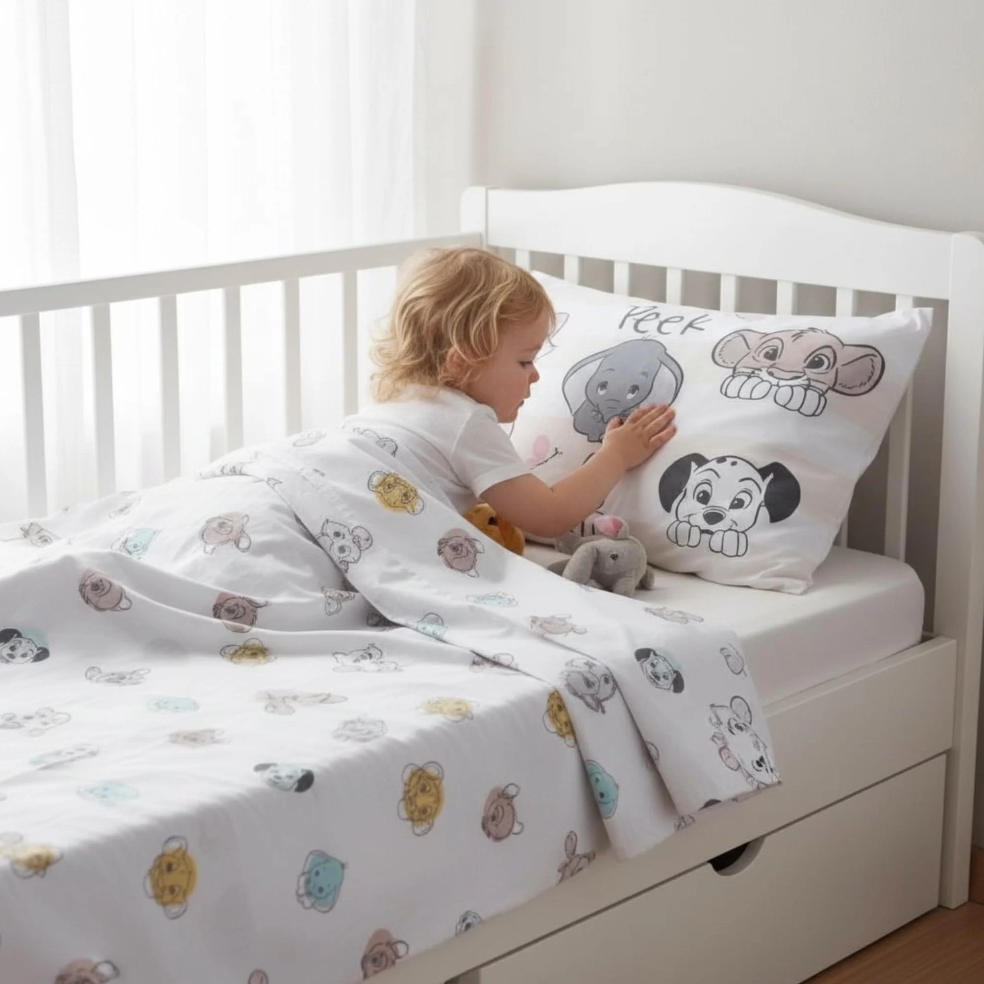 Caleffi Completo Lenzuola Culla Lettino con Sbarre Art. Pets Baby in 100% Cotone – Set 3 Pezzi con Federa Double Face