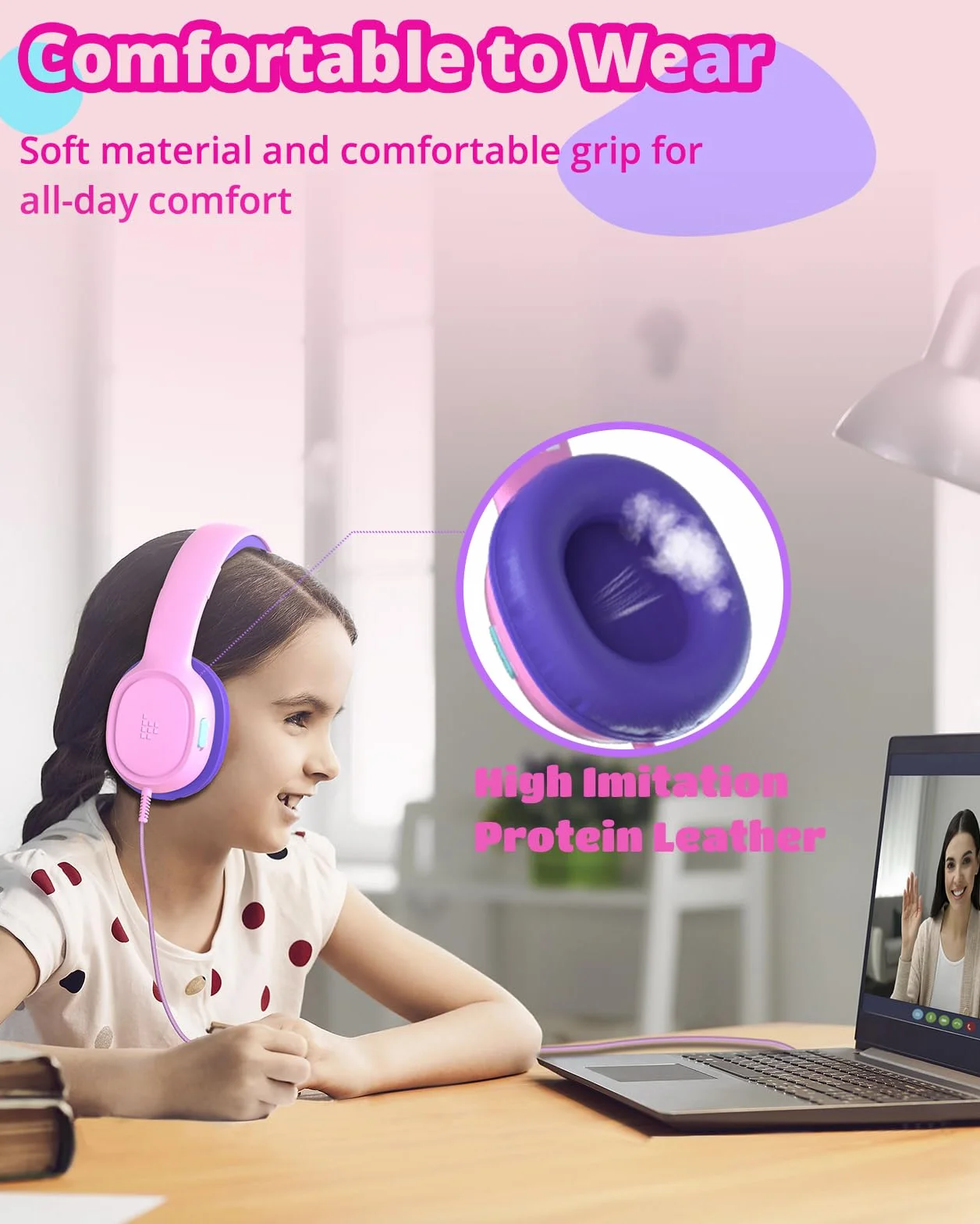 Tronsmart Cuffie Sovraurali Pieghevoli per Bambini, Volume Sicuro 85/93 dB, Suono Chiaro e Morbido, Jack da 3,5 mm per Bambini con Cavo, per Apprendimento e Intrattenimento