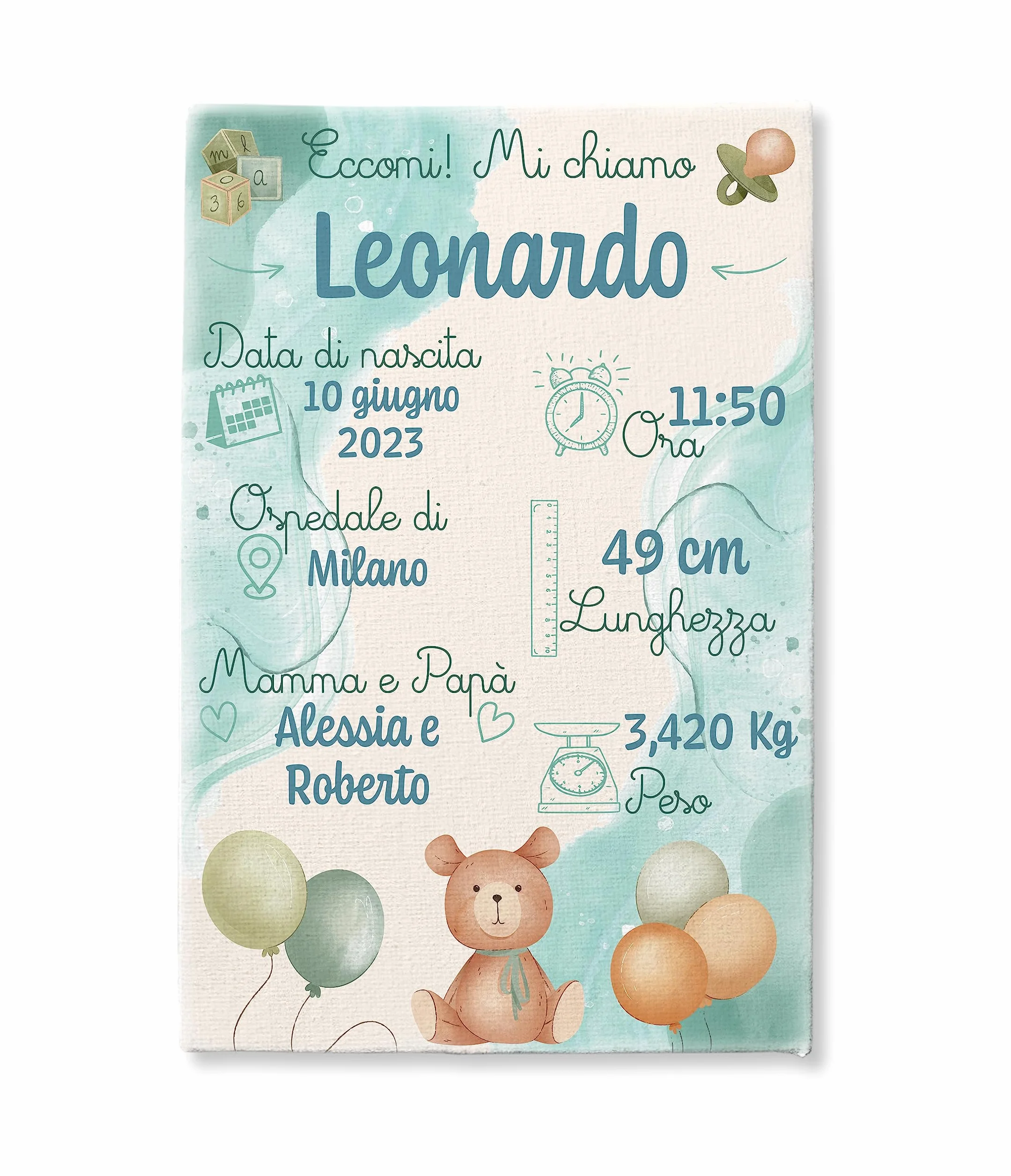 Generico Quadretto Nascita Bimbo e Bimba | Tela per Nascita Neonato | Regalo bambini in Tela | Regalo personalizzato