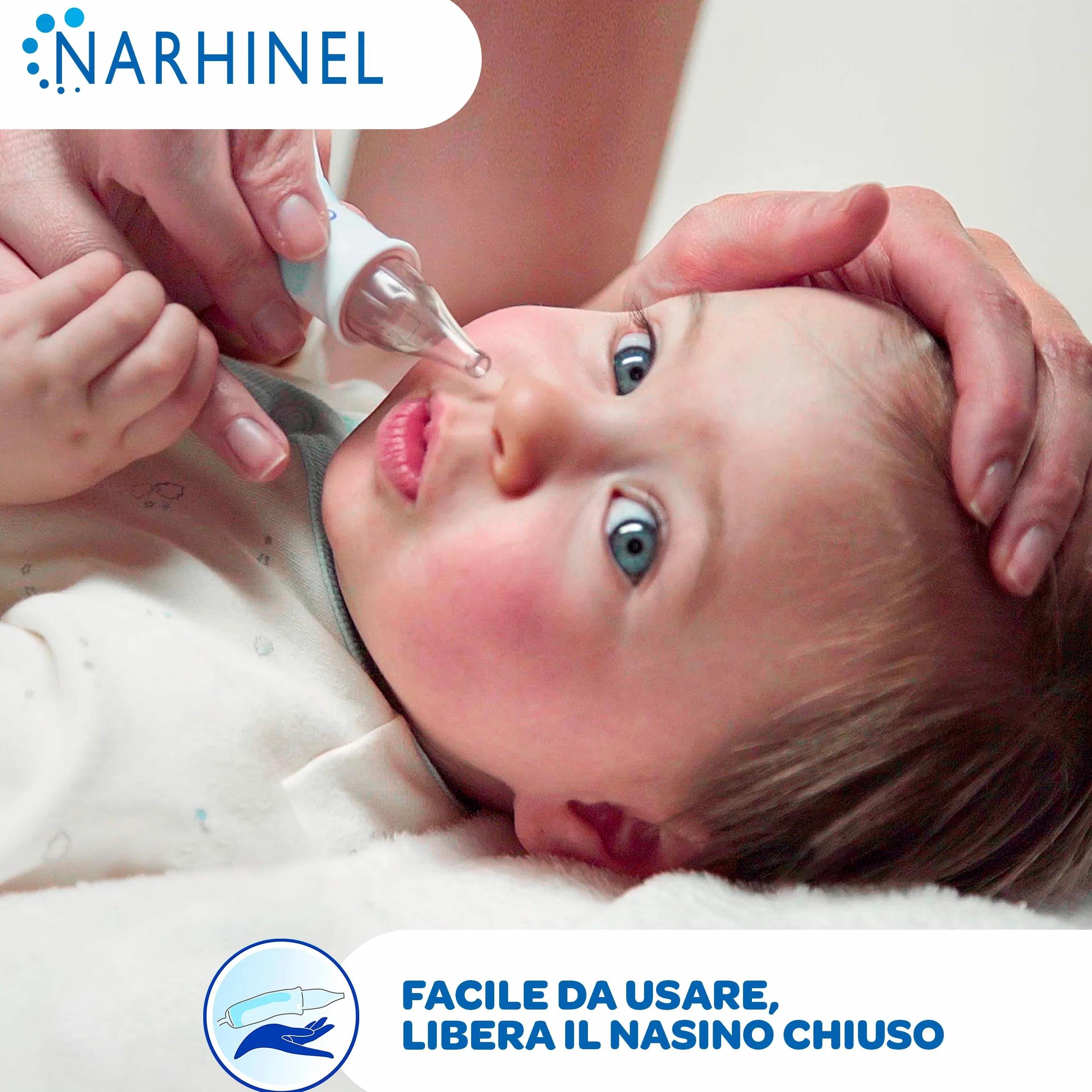 Narhinel Soluzione Fisiologica per Lavaggi Nasali, Soluzione Salina Isotonica, Detersione Delicata in Caso di Naso Chiuso, Pacco da 30 Flaconcini Monodose da 5 ml