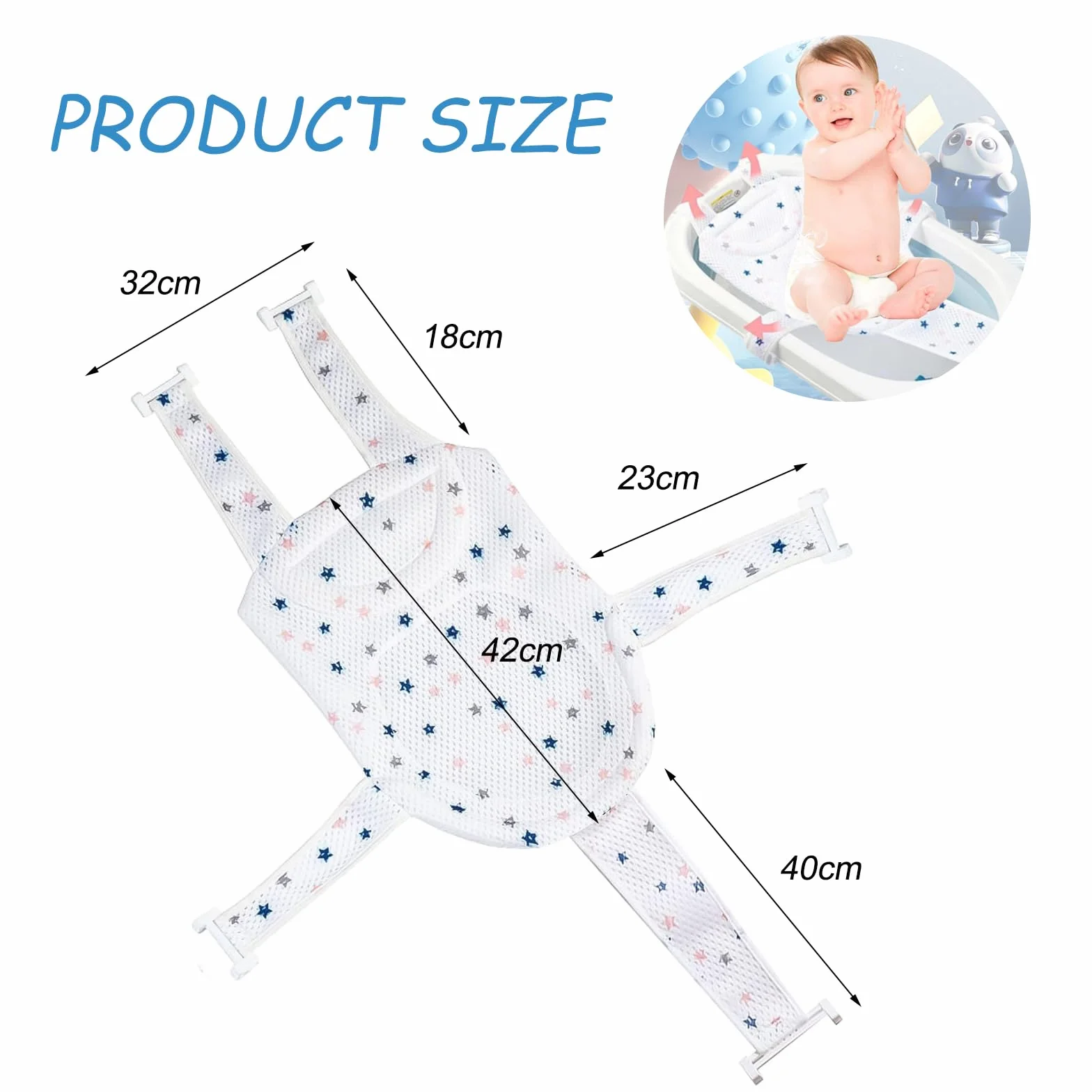 1 pc Tappetino per il bagnetto Neonato,Cuscino Bagnetto Neonato Universale Rete Bagnetto Sedile Inserto Bagnetti per Bambini, Antiscivolo, Morbida e Galleggiante,Traspirante e Delicato