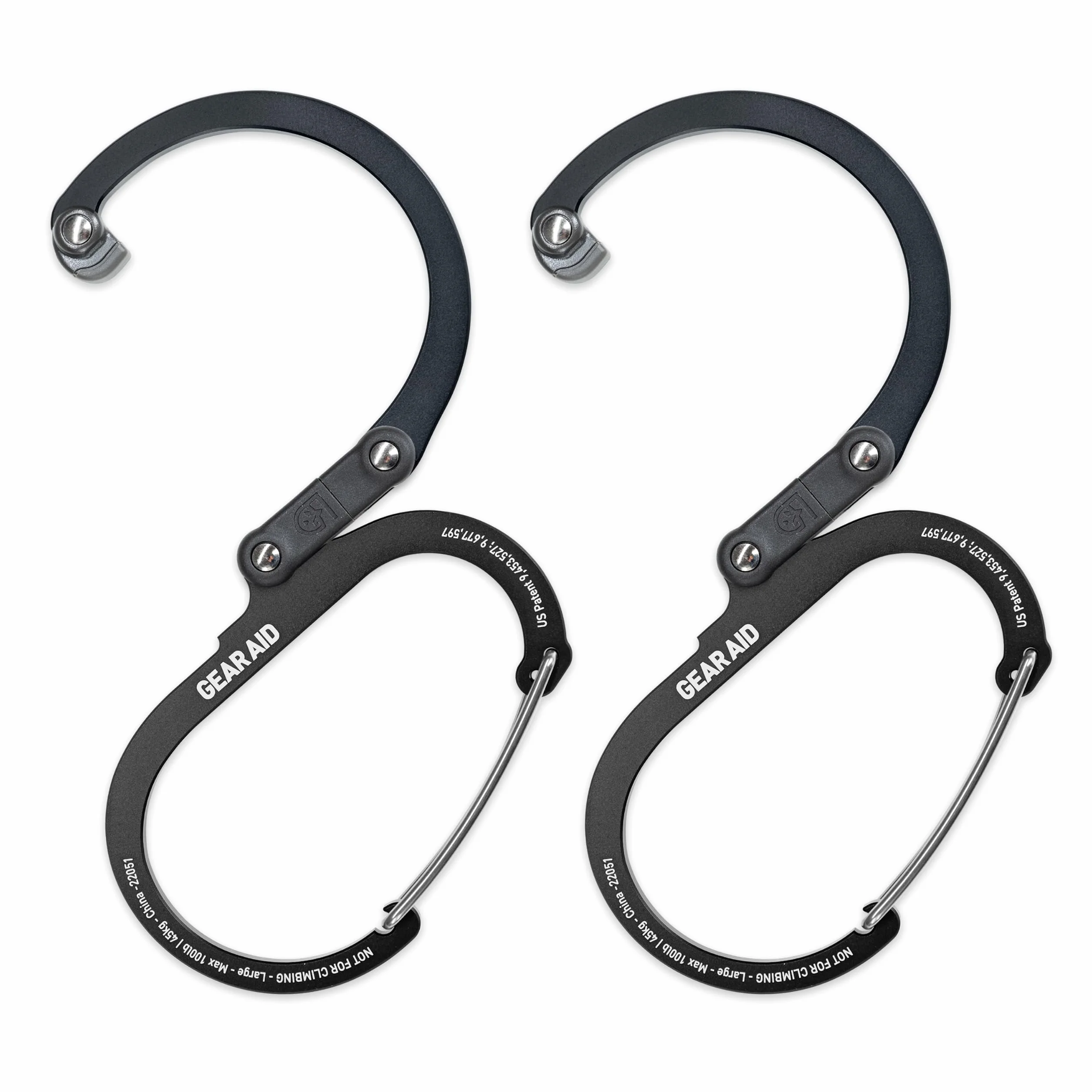 GEAR AID HEROCLIP (piccolo) Moschettone con gancio per appendere borse, borse, lanterne, passeggini, strumenti, caschi, bottiglie d'acqua e altro ancora