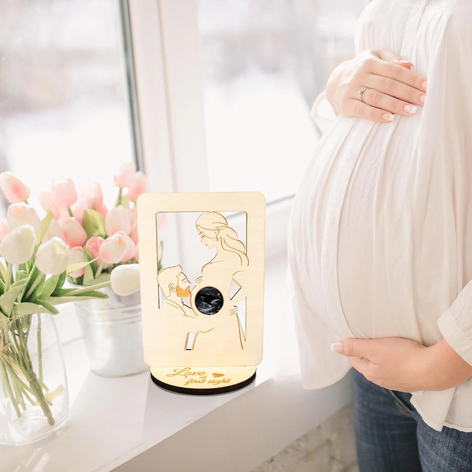 SUNYOK Cornice Mamma e Papà Regalo per Mamma Festa per Bambino Donne Incinte iIdee Regalo per Future Mamme Baby Shower