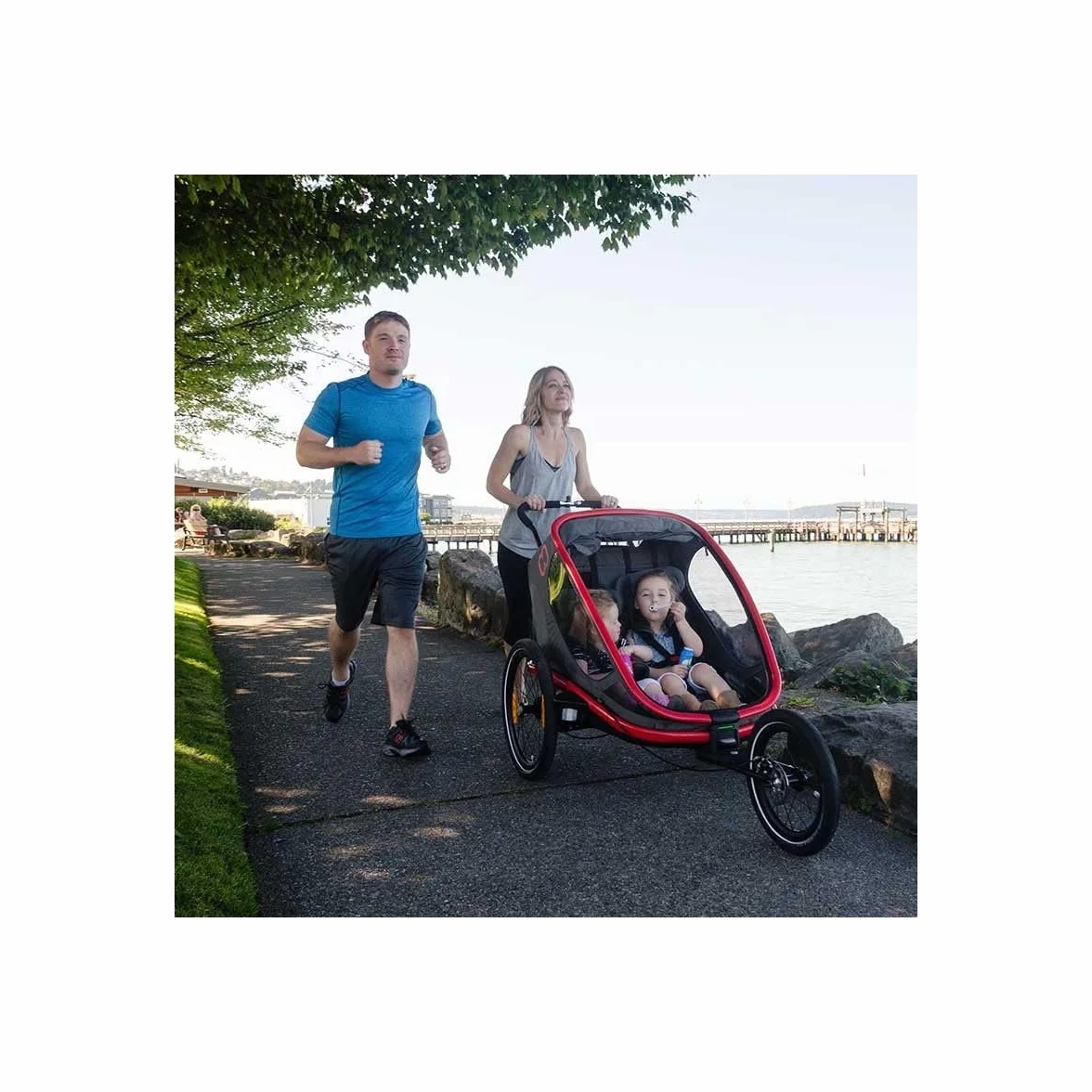 Hamax - Outback Jogger Kit Nero - Ruota da 16 pollici - Freno a Mano - Cinghia di sicurezza - Telaio in alluminio leggero - Stabilità ottimale - Comfort per bambini - Compatibile con rimorchio Outback