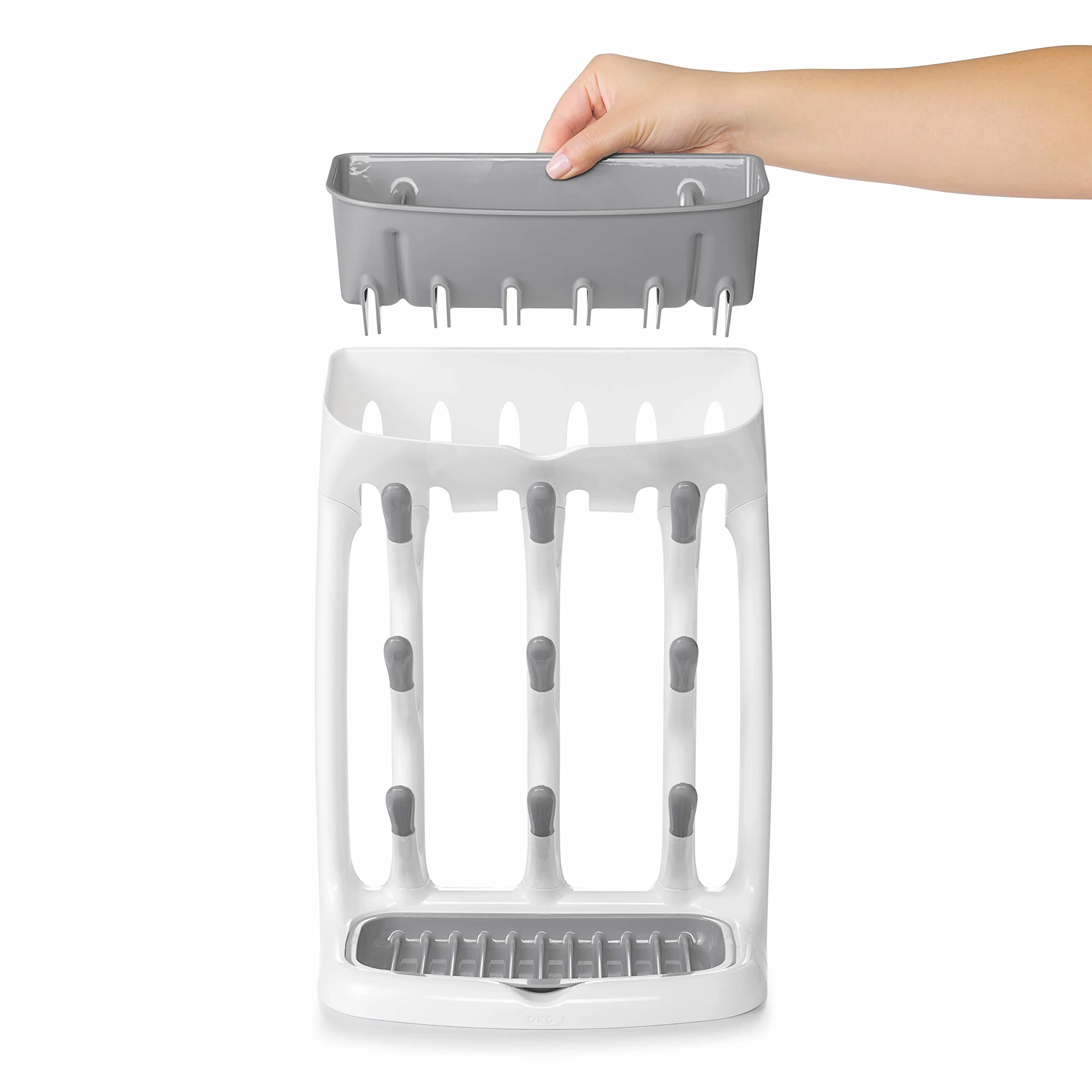 OXO Tot - Scolapiatti salvaspazio, colore: grigio e bianco