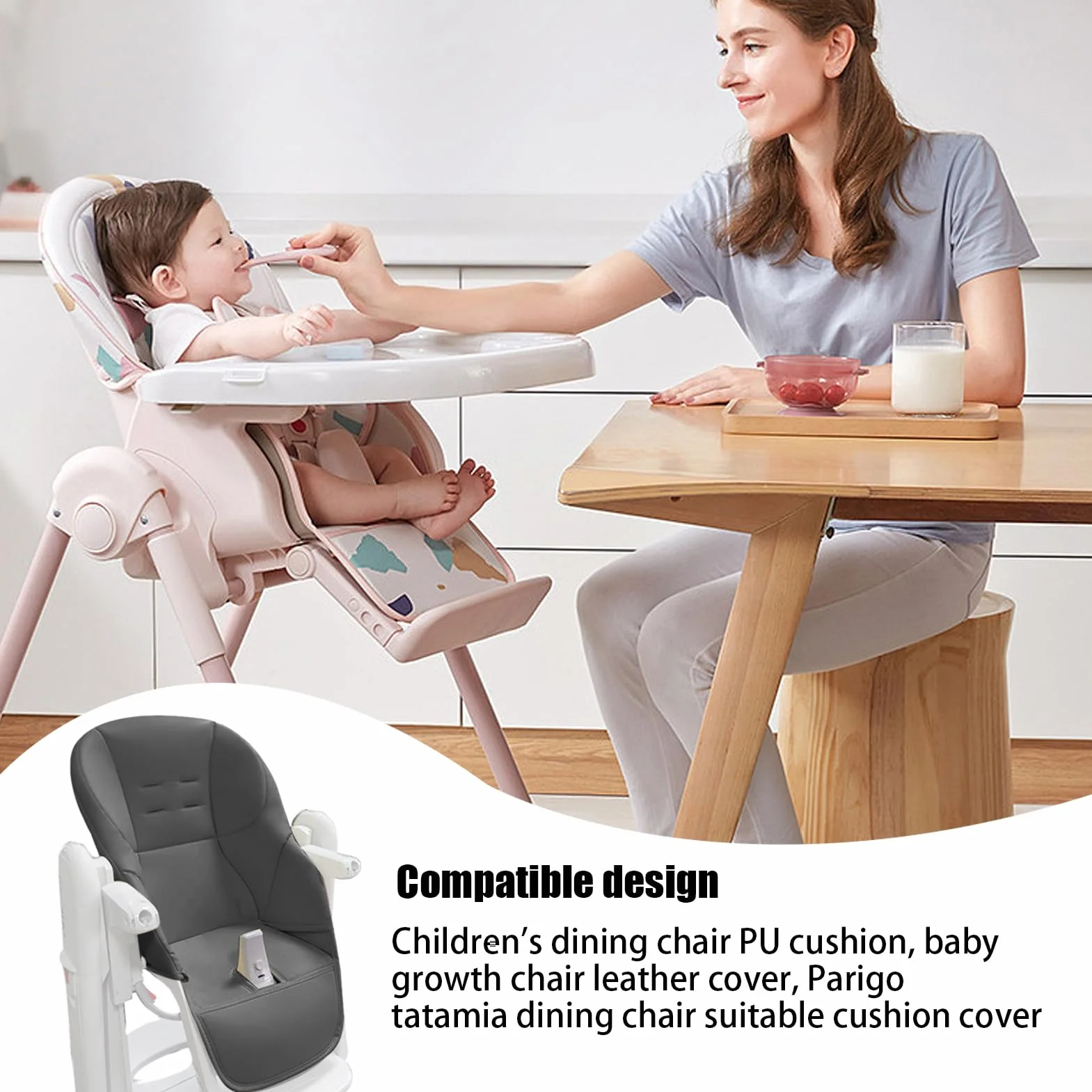 Fodera per Sedia da Pranzo per Bambini | Cuscini per Sedia da Pranzo in Pelle PU | Fodera per cuscino per seggiolone | Copriseggiolone Universale per Peg Perego, Tatamia