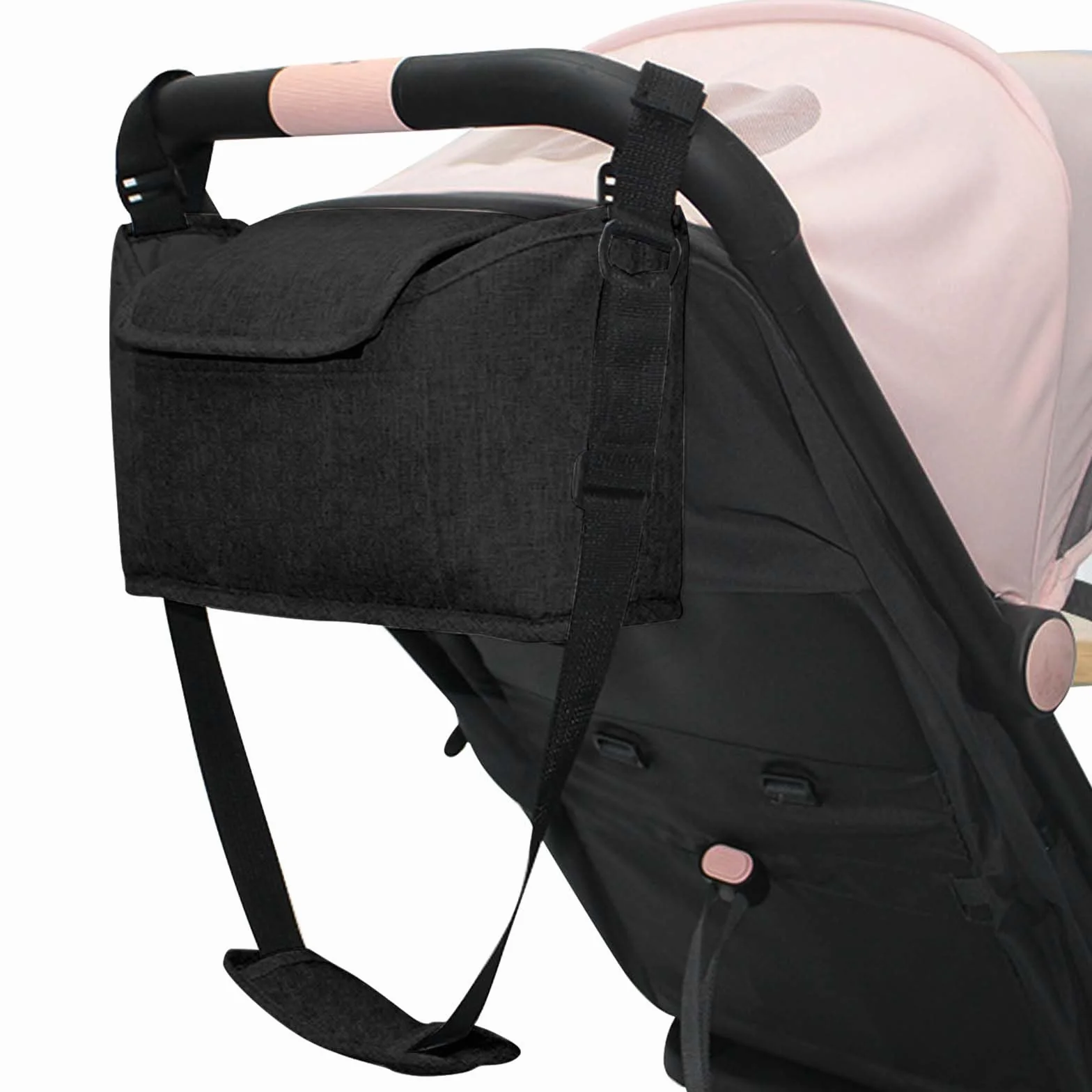 Borsa Organizer Universale Per Passeggino Neonato, Pram Bag Organizer Carrozzina Buggy Storage Bag, Multifunzione Borsa Cambio Neonato con Tracolla, Borsa per Neonati Biberon Pannolini (Nero)