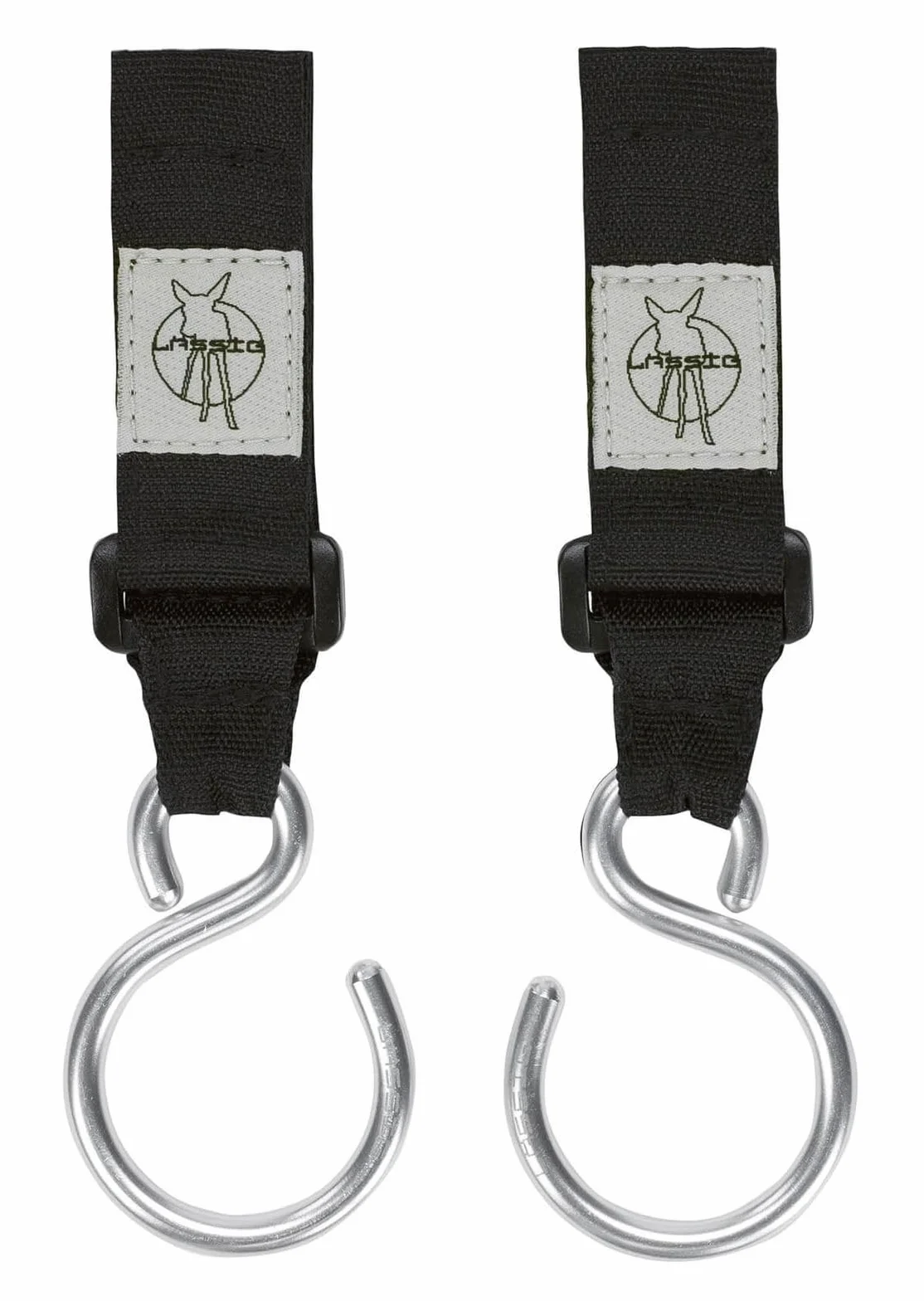 LÄSSIG Attacco per passeggino (2 pezzi) chiusura a strappo moschettone passeggino per la spesa in metallo/Stroller Hooks metal