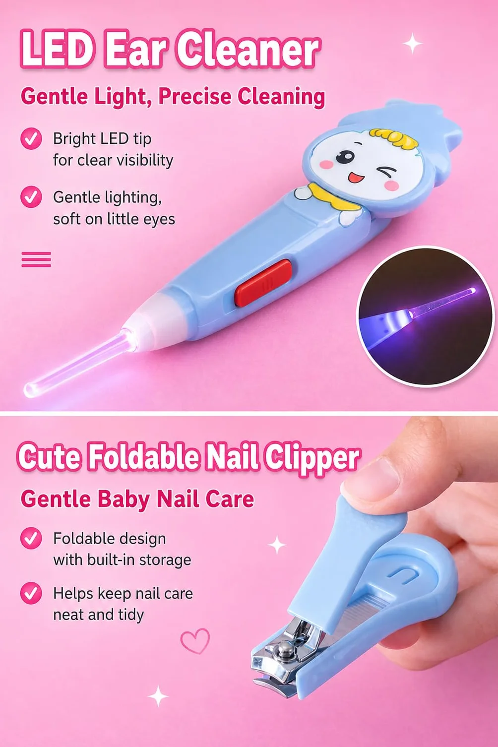 Kit Cura Neonato, Set Igiene Neonato con 13 Accessori Essenziali, Kit Neonato Igiene Nascita con Trousse Toilette Bambino, Kit Bagnetto Neonato, Spazzola, Termometro e Kit Unghie Neonato, Blu