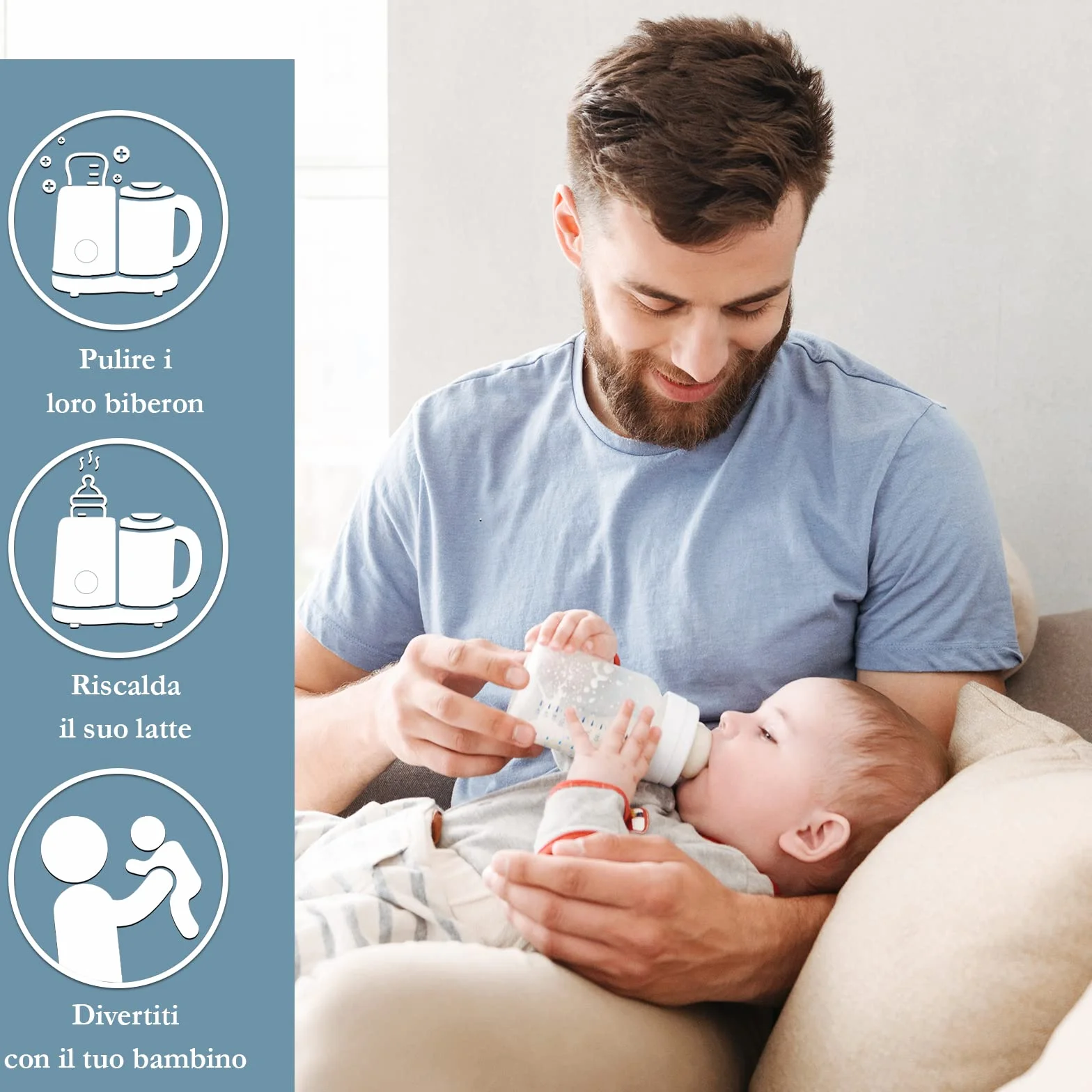 Baby Cuisine Frullatore elettrico Multifunzione 4-in-1 - Scalda biberon neonato + Cottura a vapore + Cuocipappa + Mixer - NUOVO Versione + Regalo perfetto per neogenitori + senza BPA