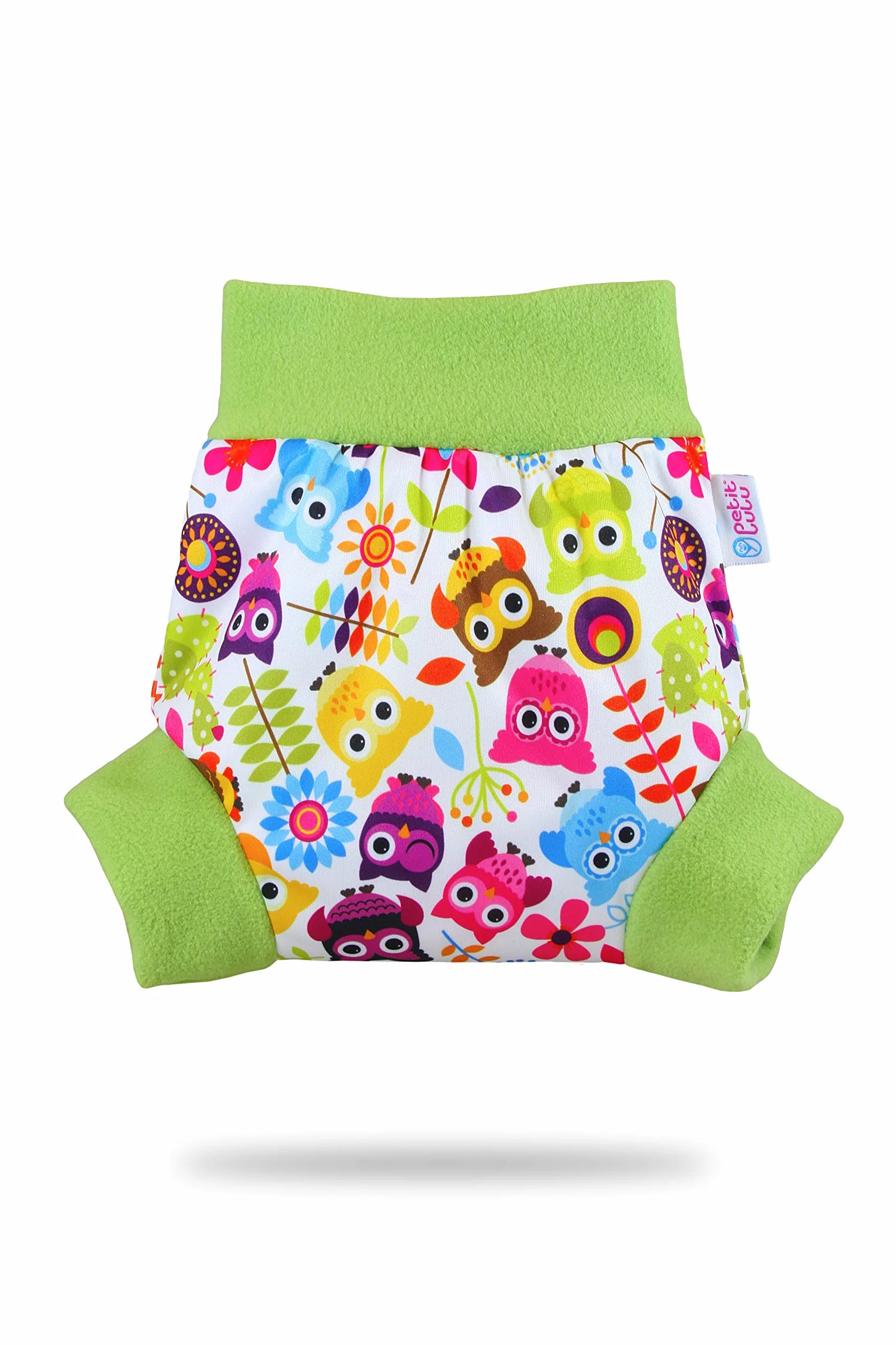 Pull Up Cover Petit Lulu | Taglia L | Con Bordi In Pile | Riutilizzabile e lavabile | Pannolini lavabili | Pannolino di stoffa | Prodotto in Europa (Happy Owls)