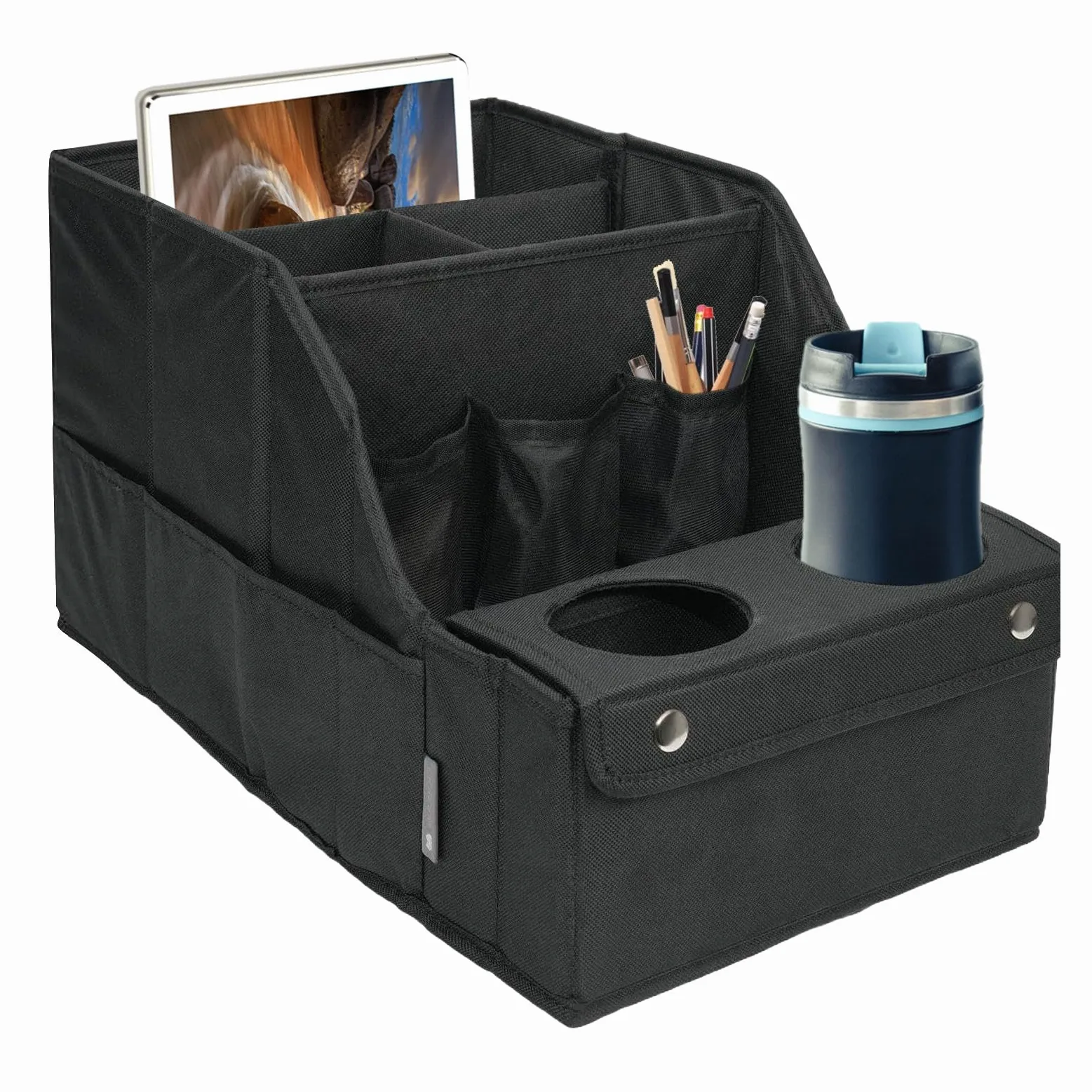 Organizer per sedile posteriore auto, organizer per sedili passeggeri | organizer per sedile posteriore con 4 scomparti portaoggetti e 2 portabicchieri, per bagagliaio auto e camion