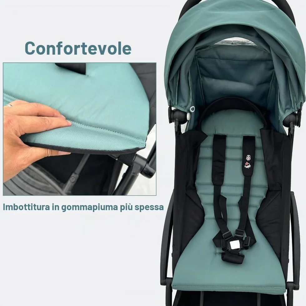 Baldacchino e cuscino per seggiolino per passeggino compatibili con Babyzen YOYO 2 e YOYO+, kit di ricambio di accessori per passeggino, tessuto impermeabile a doppio strato (blu acqua)