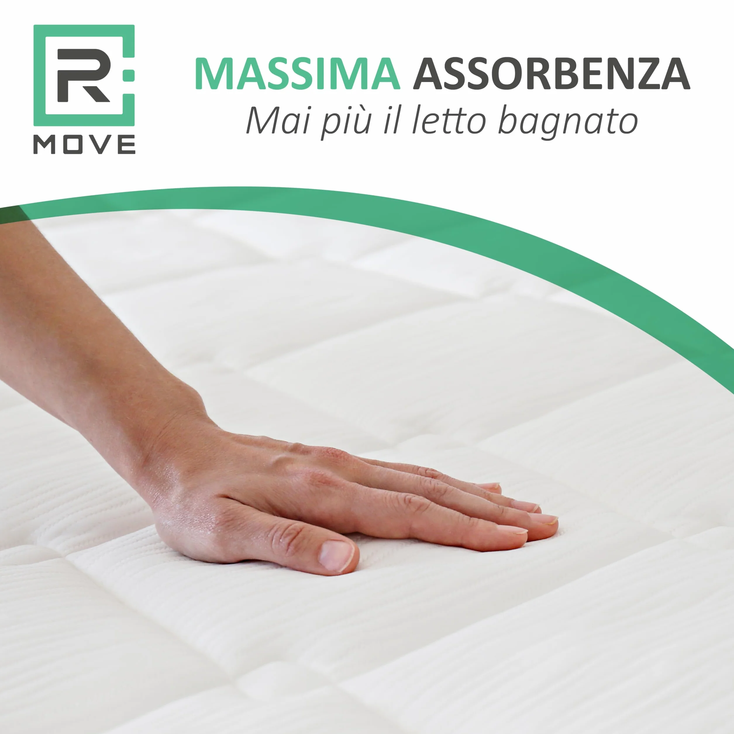 R MOVE 20 Traverse Assorbenti Rimboccabili Monouso per Letto, 90x180 cm, parte centrale assorbente 80 x 51,5cm. Traversine Letto Anziani, traversa salvaletto (90x180cm (Confezione da 20))