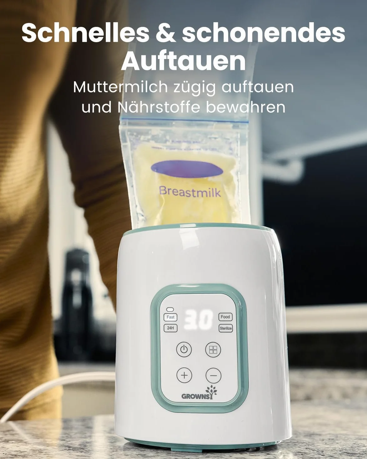 Scaldabiberon per Bambini, GROWNSY Scaldabiberon 10-in-1 per tutte le biberon con Timer, controllo preciso della temperatura e spegnimento automatico, scaldabiberon multifunzionale per latte materno