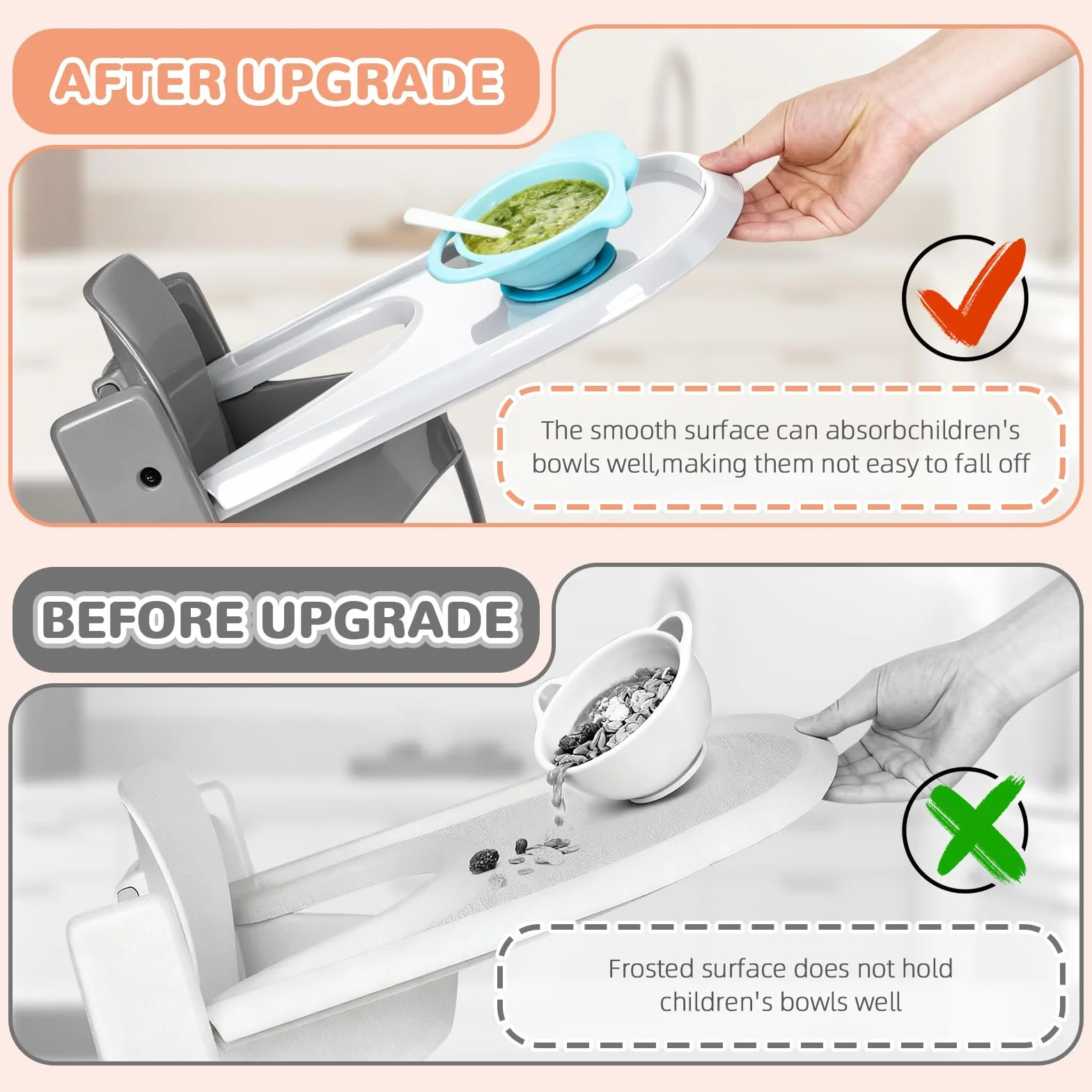 Vassoio compatibile con sedia Stokke Tripp Trapp, superficie liscia e forte assorbenza, 100% senza BPA, facile da montare, accessorio per seggiolone per bambini da 6 a 36 mesi, bianco