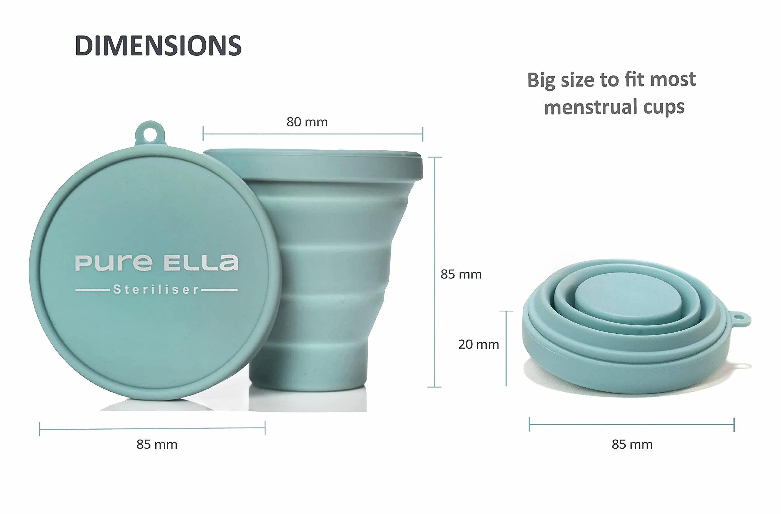 Pure Ella - Sterilizzatore per coppetta mestruale, adatto al microonde, pieghevole e senza BPA, detergente per tazze in silicone, ecologico e igienico femminile