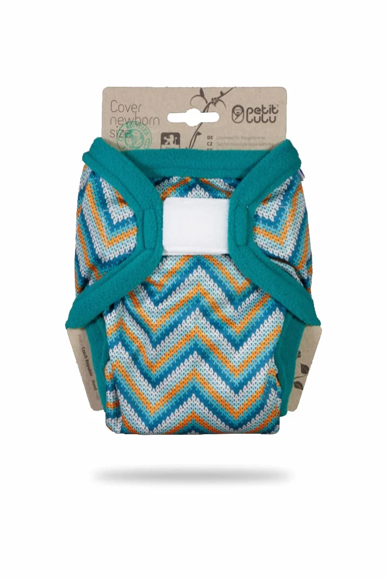 Petit Lulu Taglia 1 copripannolino PUL (2-6 kg), con velcro, copripannolini per bambini, lavabili e impermeabili, pannolini in tessuto per neonati, prodotti in UE (Chevron)