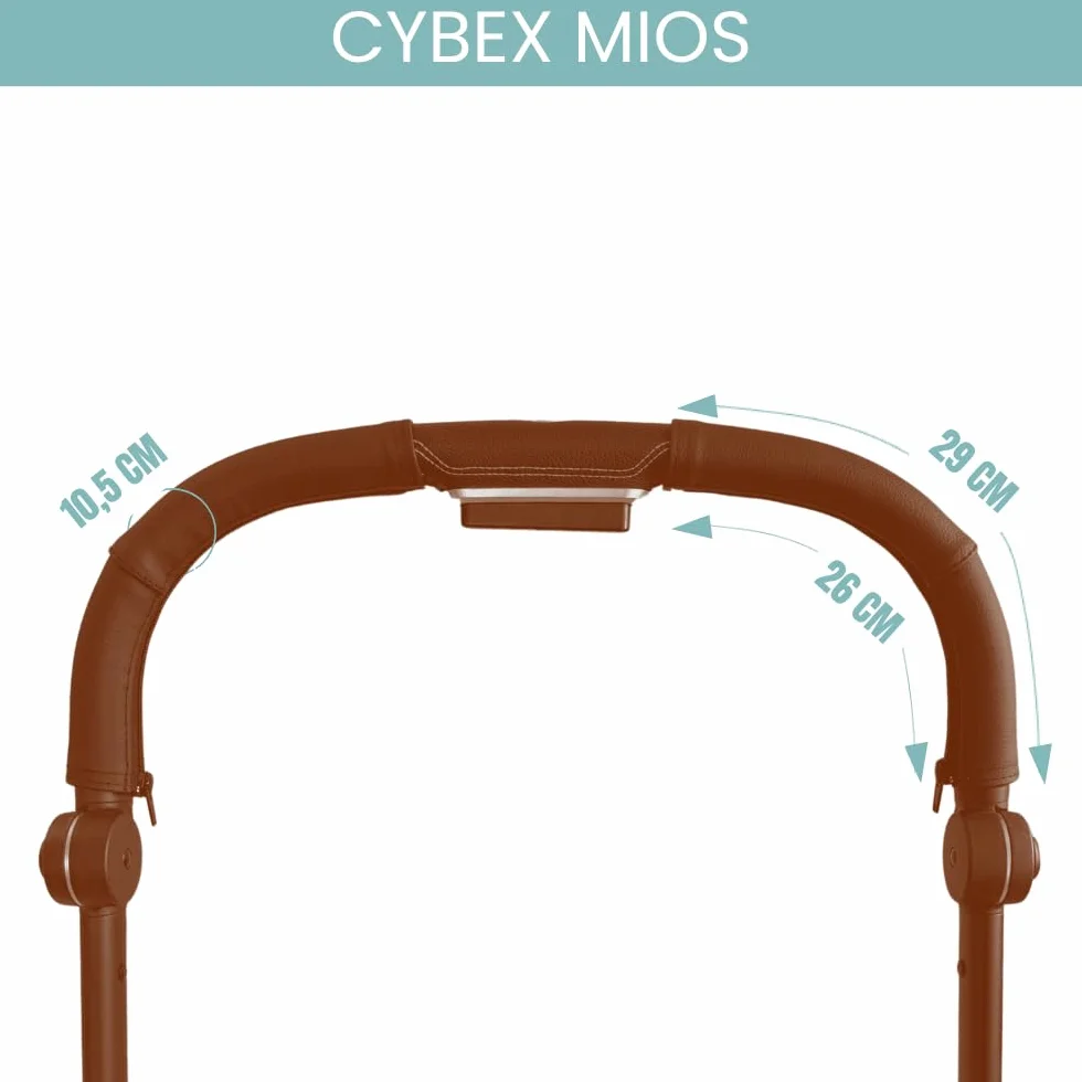 PROTEC TIF | Fodere in ecopelle compatibile con il manubrio di Cybex Mios, marrone scuro