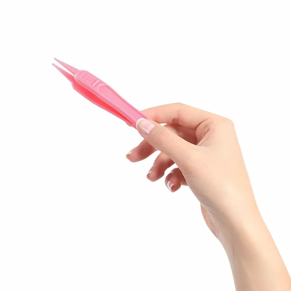 Pinzette per Naso, 4 Pezzi Naso Pinzette, Pinzette per la Cura, Pinzette di Plastica a Testa Rotonda, per la Pulizia Nasale