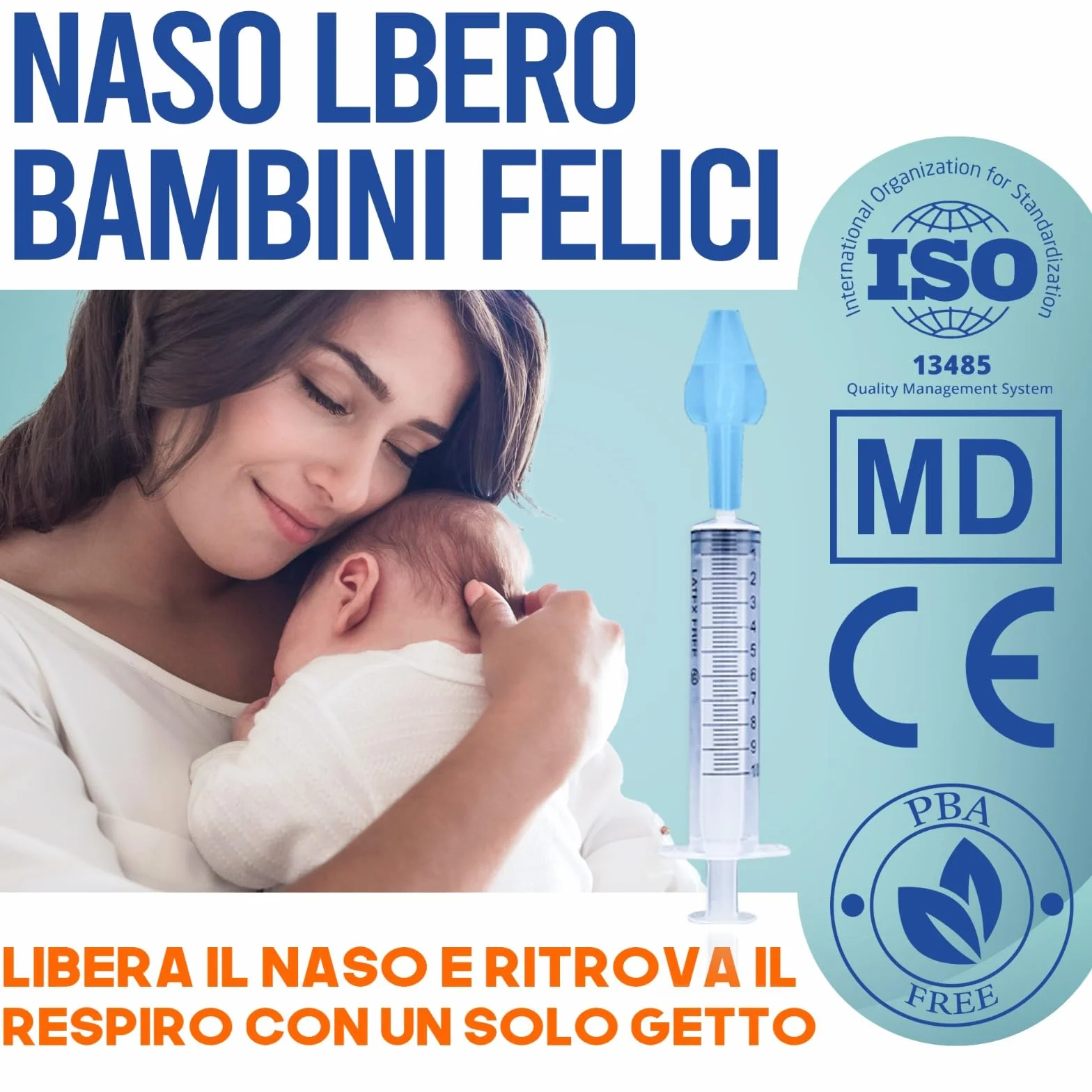 Mumi's 4 olive per lavaggi nasali 4 siringhe maxi 20ml per lavaggi nasali bambini e adulti dispositivo medico CE (4 siringhe 4 olive)