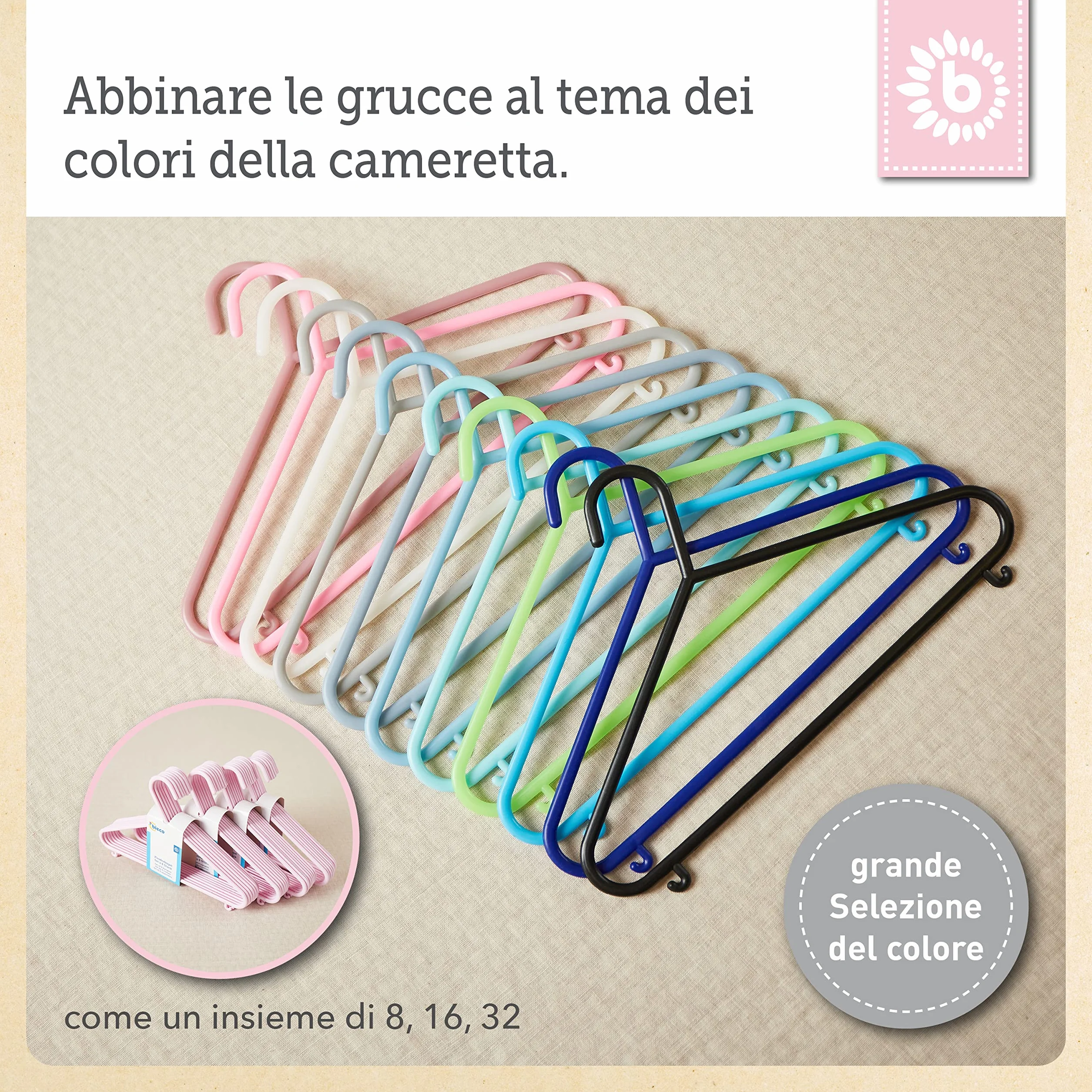 grucce appendiabiti bieco bambino del bambino del bambino gancio ganci di plastica per la conservazione guardaroba lunghezza armadietto 29,5 centimetri, 16 pezzi, colore rosa, piccolo, ARTN 90.016.141