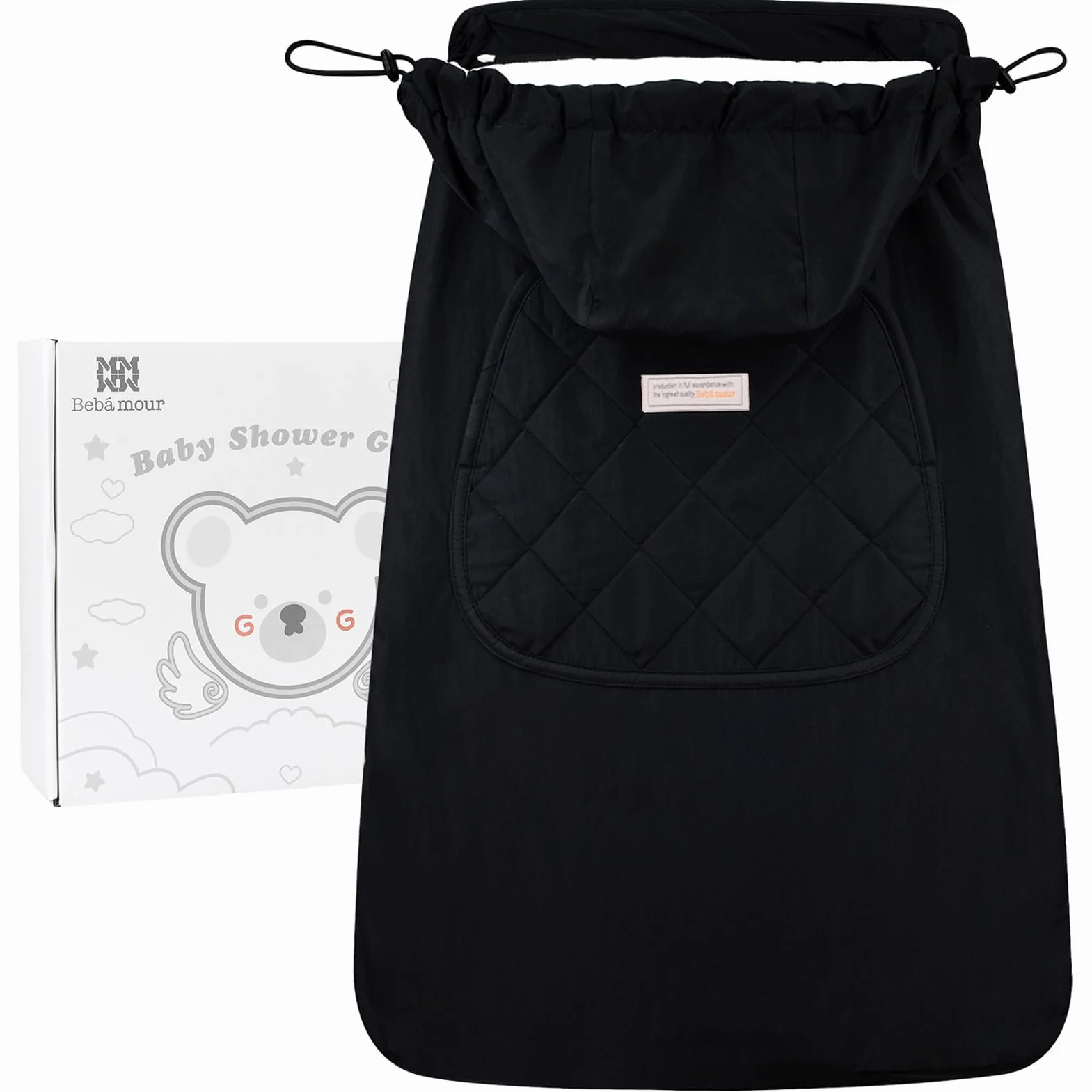 Bebear Copertura invernale per marsupio Calda felpa universale con cappuccio per marsupio per tutte le stagioni(New Black)