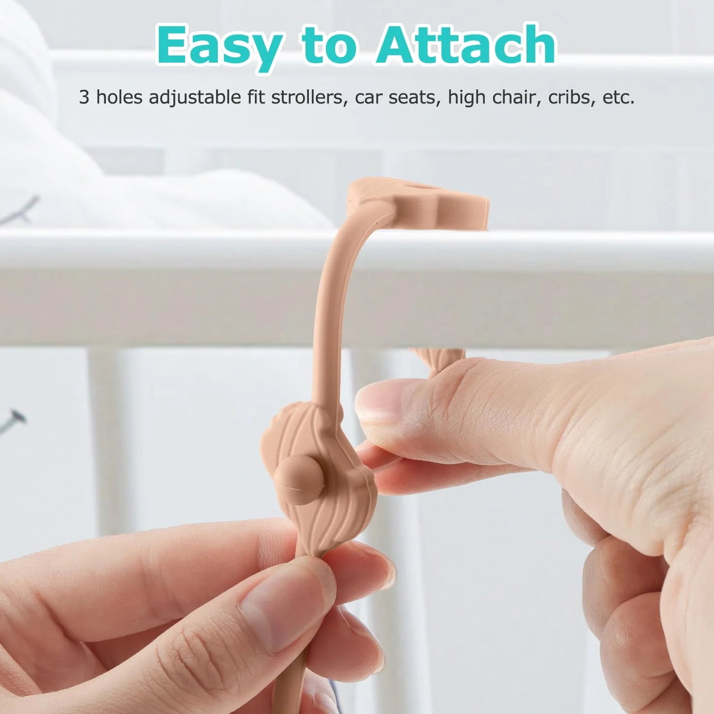 Set di 4 cinture di sicurezza per giocattoli, in silicone Pacifier, per snack, con cinghie, per passeggino, seggiolone, culla, ragazzi e ragazze di 3 mesi