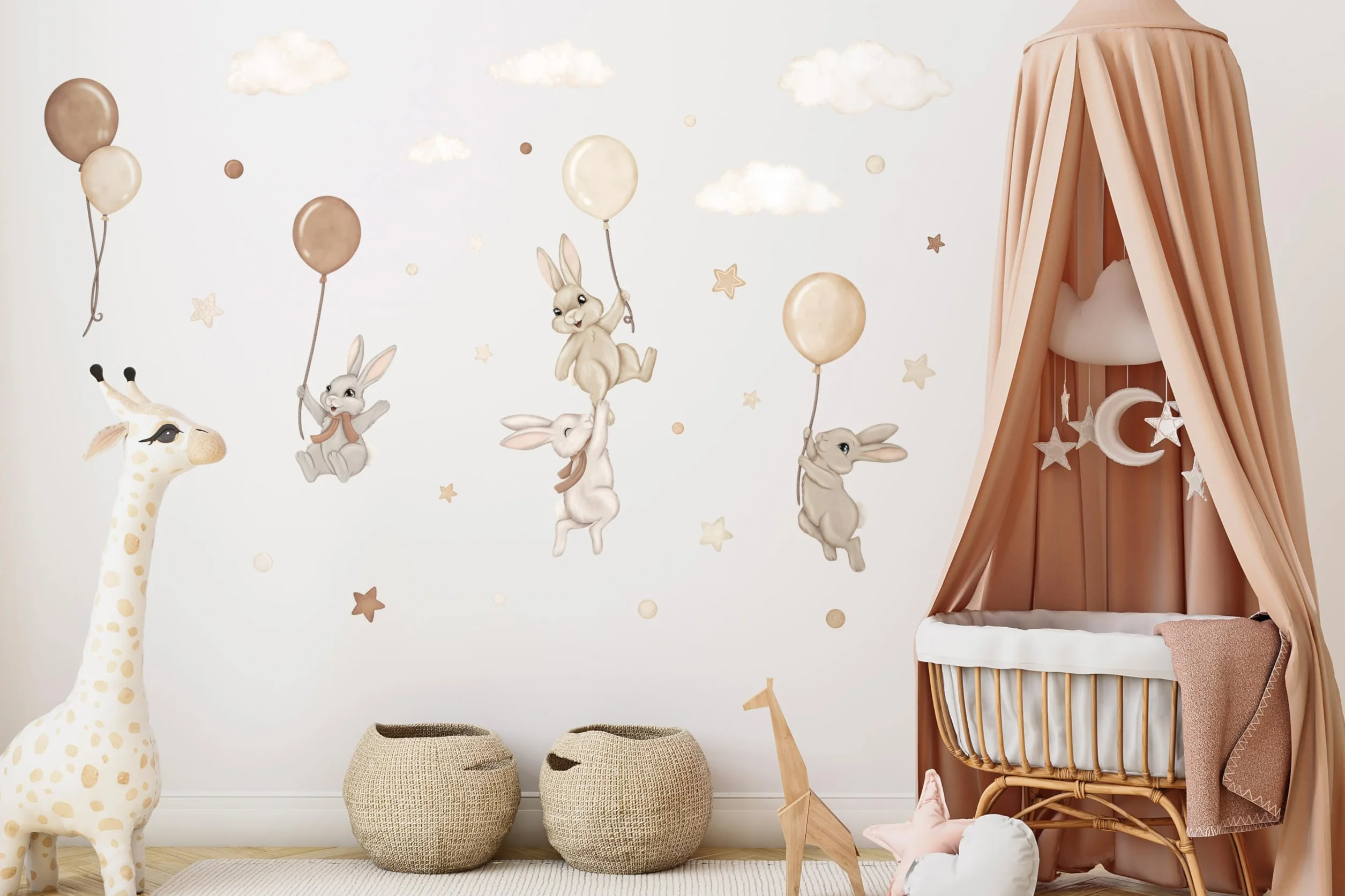 Adesivo da parete per cameretta dei bambini - Adesivo da parete per cameretta dei bambini - Non tossico, sicuro, potente - 29 pezzi adesivi - Marrone, Beige