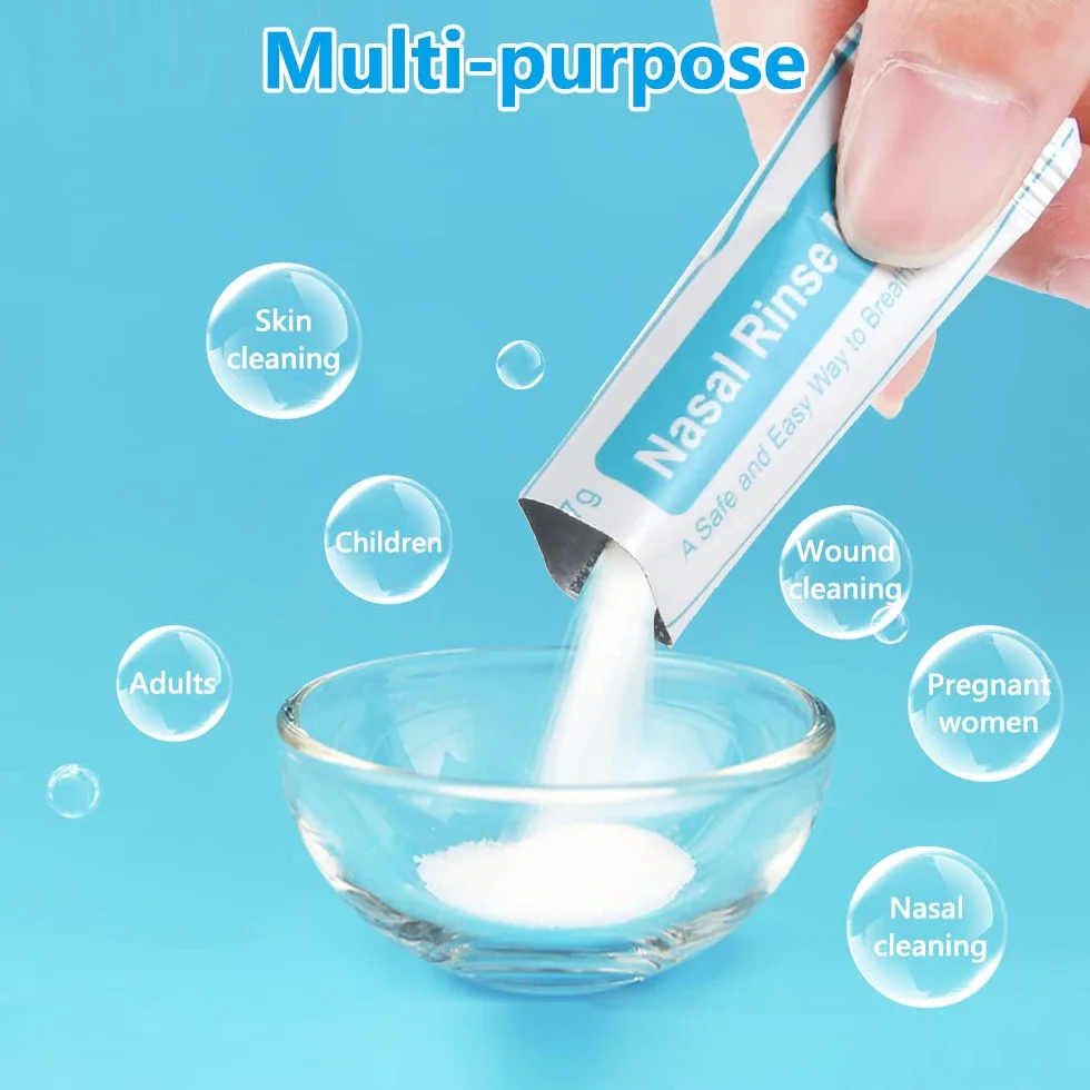 URAQT Sale Lavaggio Nasale, 120 Pezzi Sale per Lavaggio Naso Sali per Irrigazione Nasale, Wash Salt Lavaggio Nasali per Pulizia del Naso, Irrigatore Nasale, Neti Pot