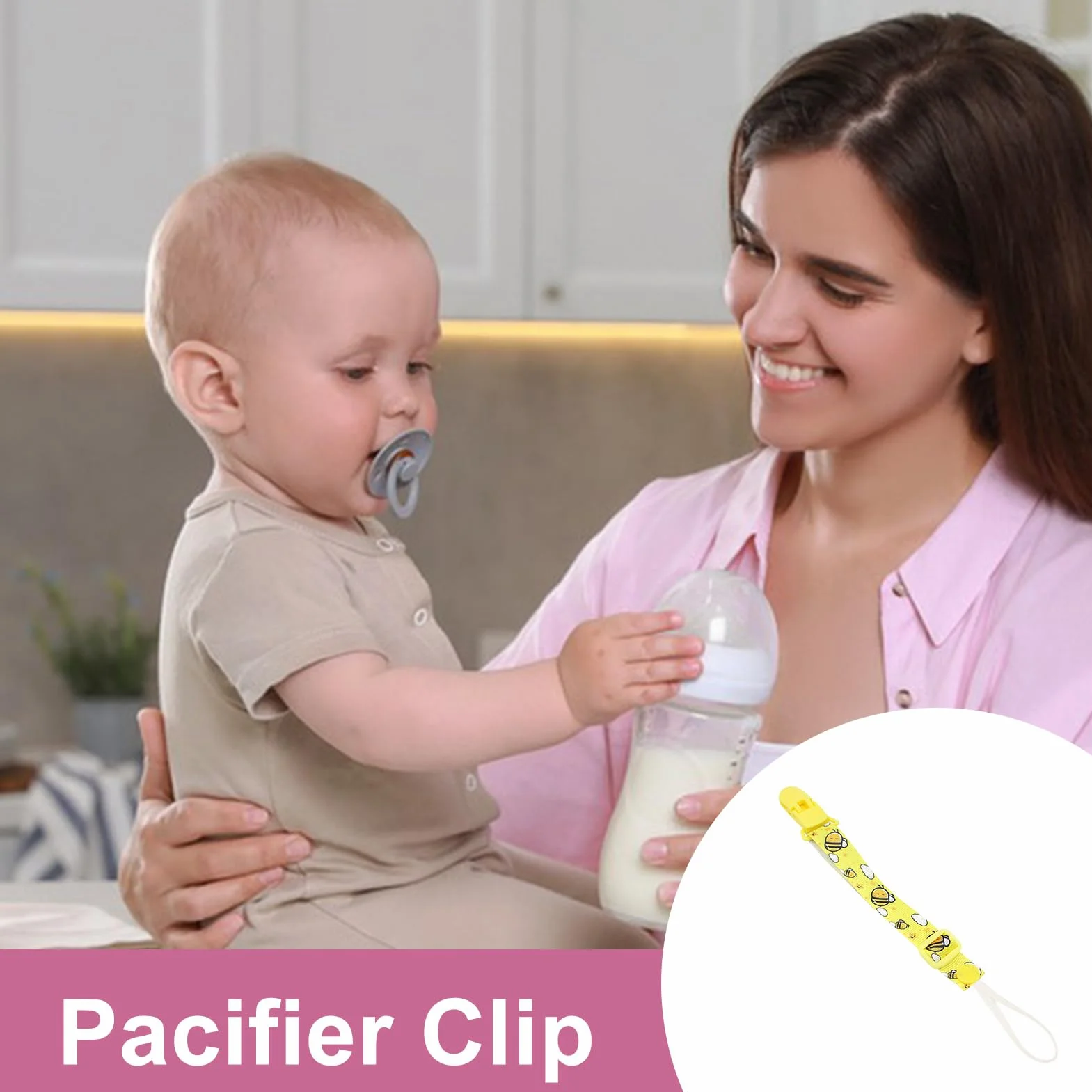 Clip per ciuccio, clip per porta ciuccio - Guinzaglio universale antigoccia per e massaggiagengive,Giocattoli per la dentizione con cordino per, adatti per la maggior parte