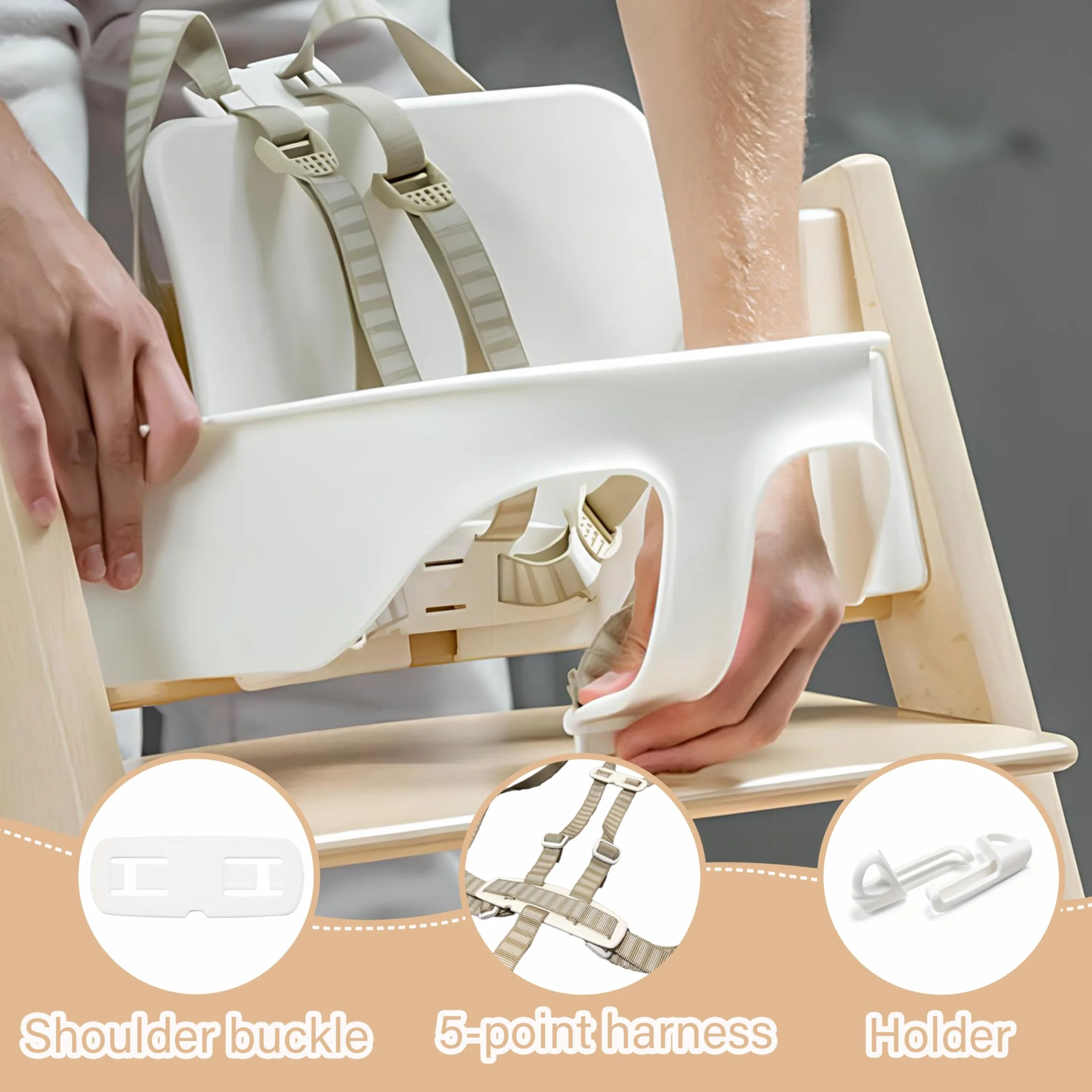 Imbracatura a 5 punti, compatibile solo con Tripp Trapp, per bambini dai 6 ai 36 mesi, facile da installare e utilizzare