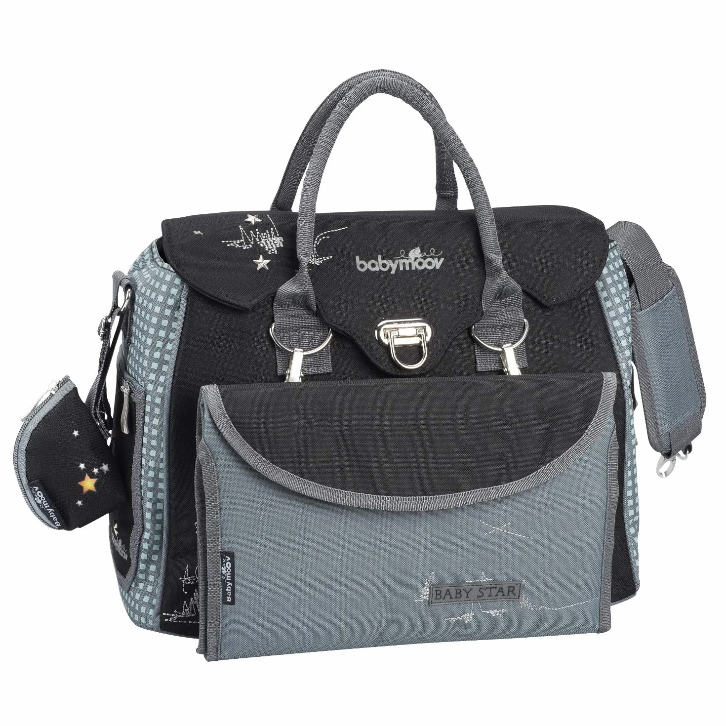 Babymoov A043511 Borsa Fasciatoio Cambio Baby Style Baby Star, Nero/Grigio
