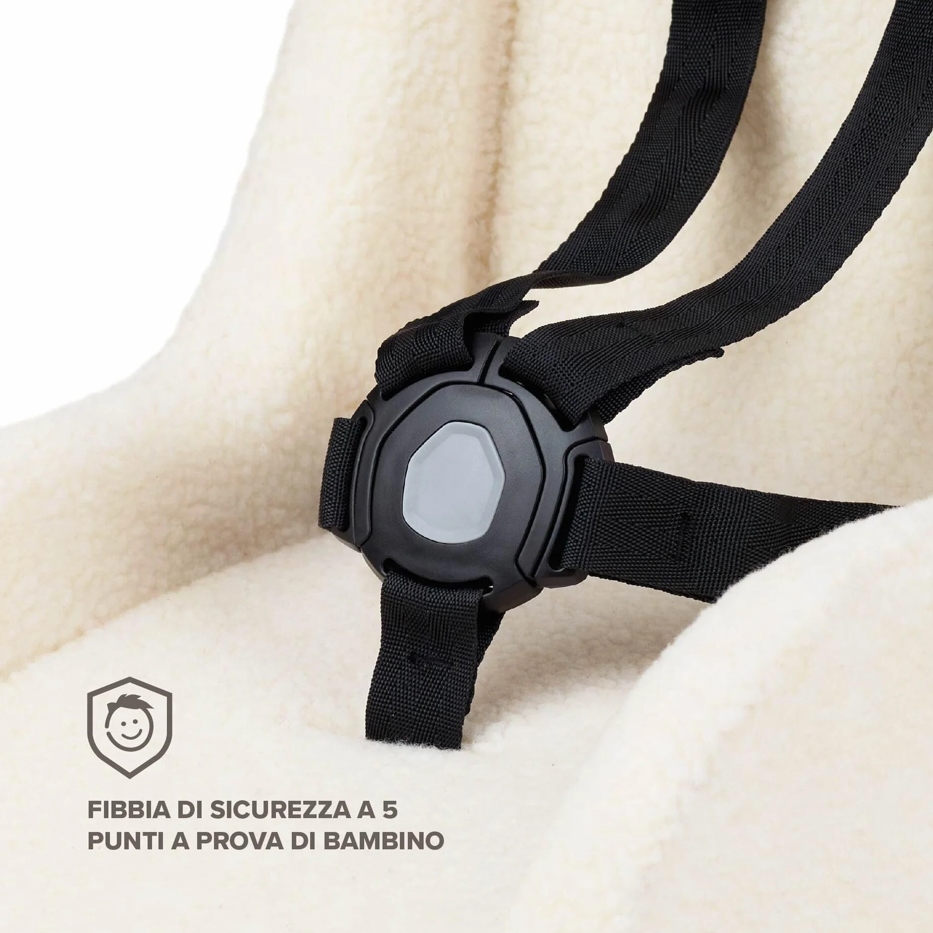 POLISPORT 8015000021 – Mini Pelican Fleece Riduttore Seduta Bebè con Cintura a 5 Punti per Rimorchio, Passeggino e Bici Cargo – Caldo, Sicuro e Compatibile per Bambini da 7 a 18 Mesi, Bianco