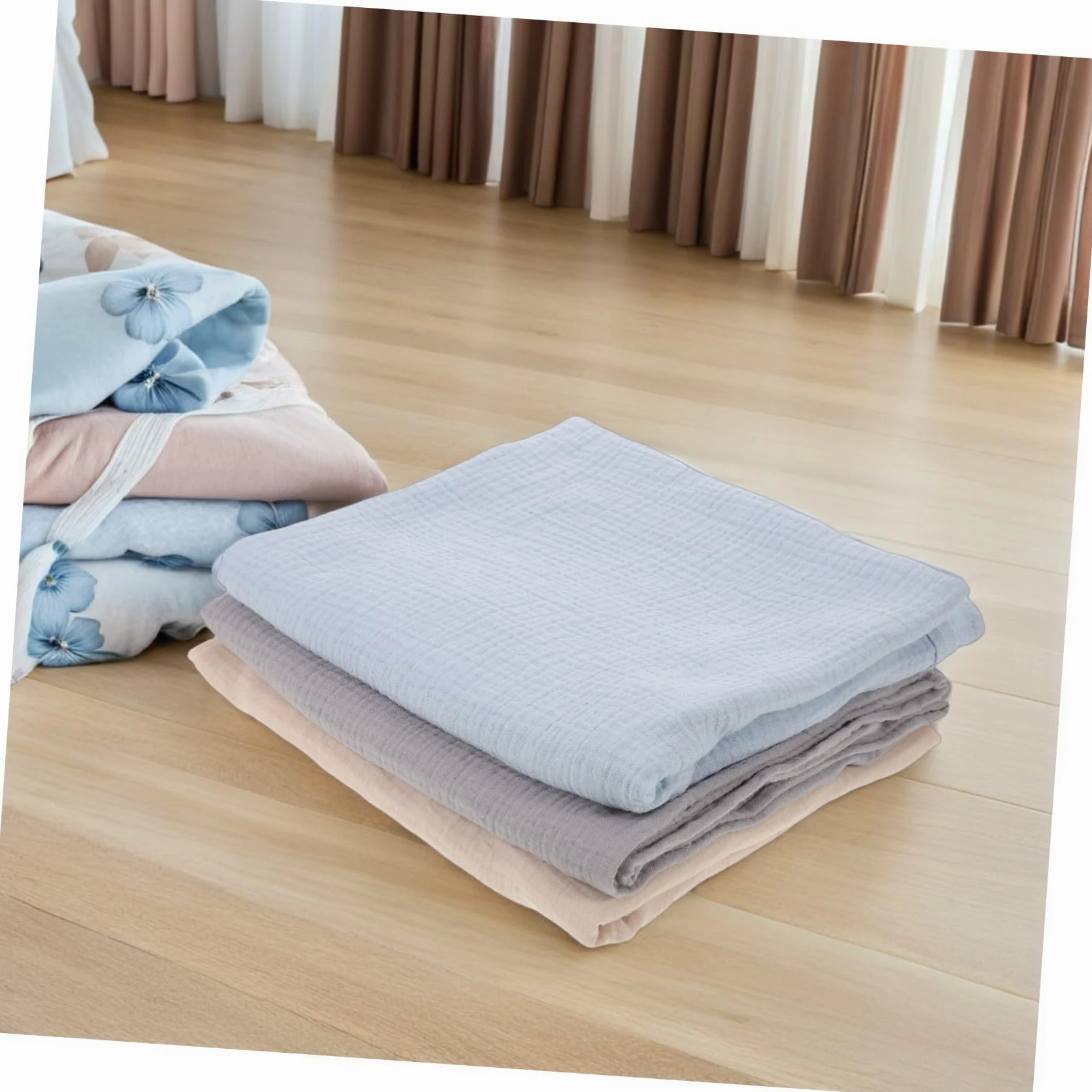 FRCOLOR 3 Pezzi Coperta Mussola per Ragazzo Ragazza Swaddle Wrap e Traspirante Dimensioni Generose Colori Calmi e Unisex per Sonno Sicuro e Comfort Nursery