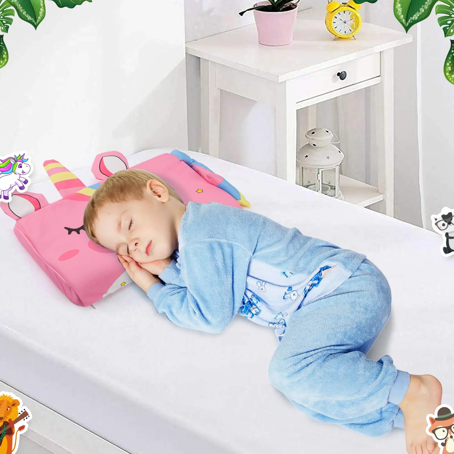 Cuscino Memory Foam Bambini,Cuscino Culla,Cuscino per Bambini con Federa,Ipoallergenico,Anti Acari,Cuscino per Bambini per Sonnellini per Ragazzi e Ragazze (3-10 Anni) (Unicorno)