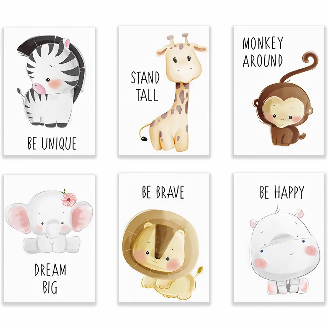 Poster da 6 pezzi, immagine della stanza di un bambino (21 x 30 cm), set di poster, decorazione murale, decorazione della stanza dei bambini