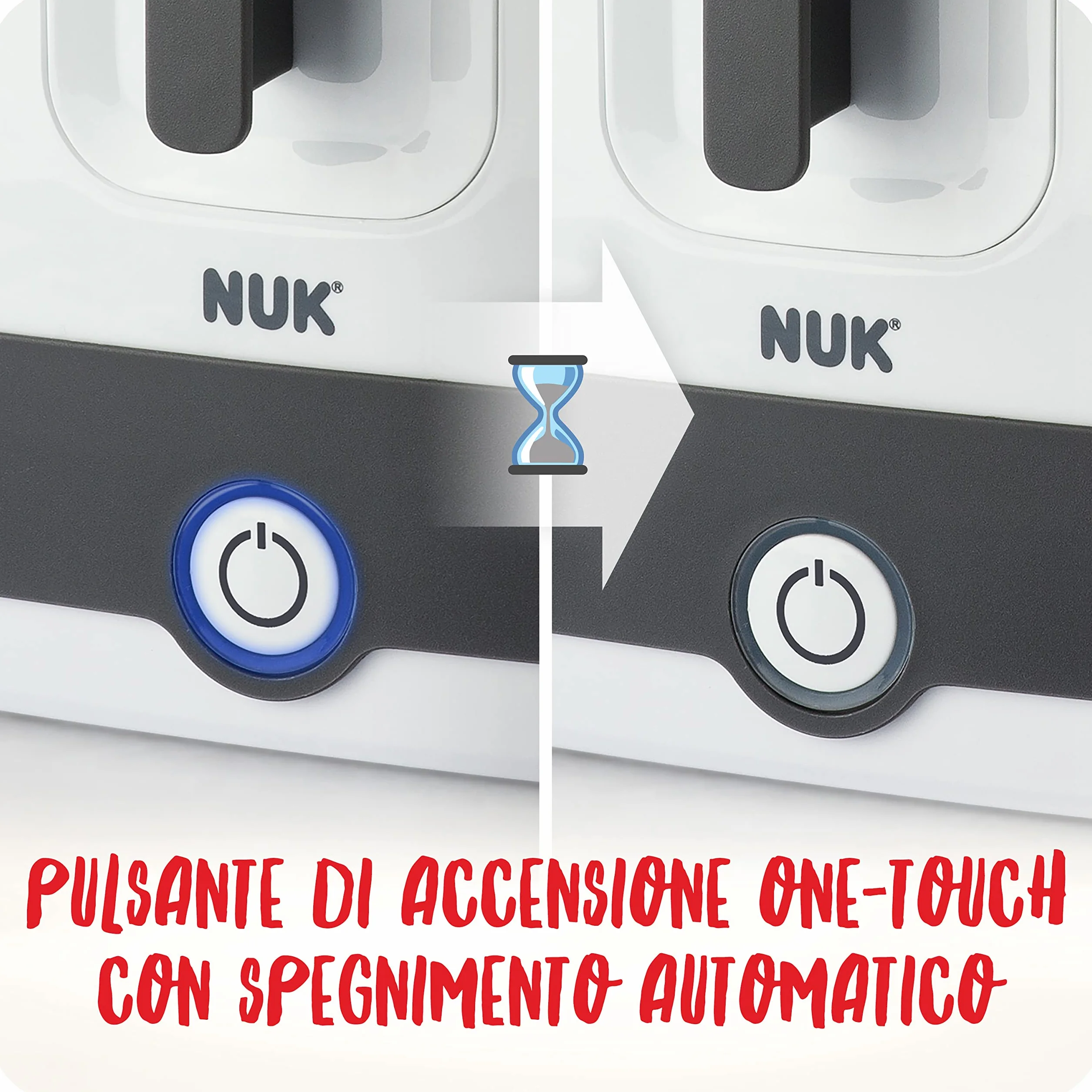NUK Vario Express sterilizzatore biberon | Sterilizza a vapore fino a 6 biberon e accessori in 6 minuti | Spegnimento automatico | Cestello e astine removibili | Spina europea a 2 poli