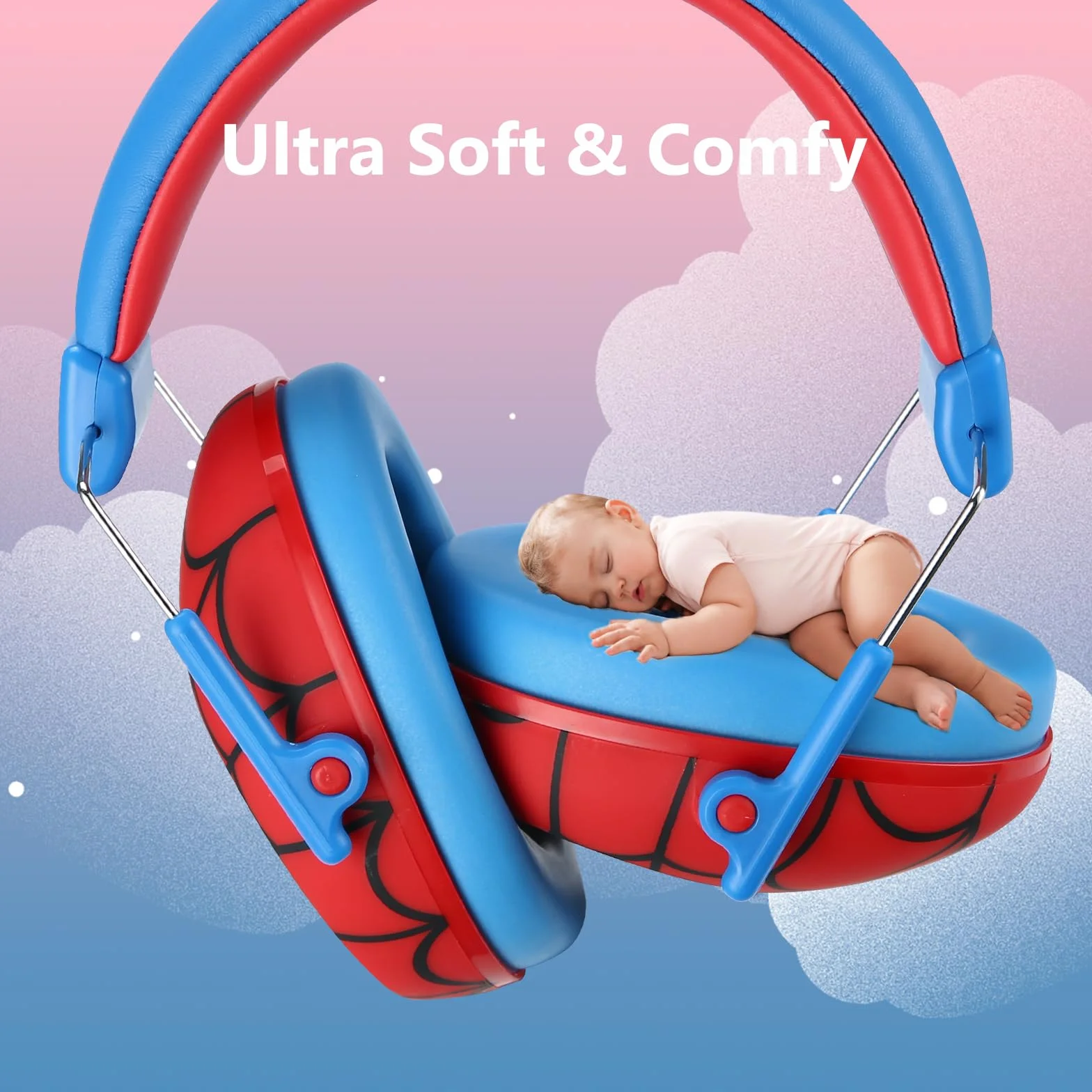 ProCase Cuffie Antirumore Bambini Cuffie per la Protezione dell'Udito Riduzione del Rumore Cuffie Rumore -Rosso Blu