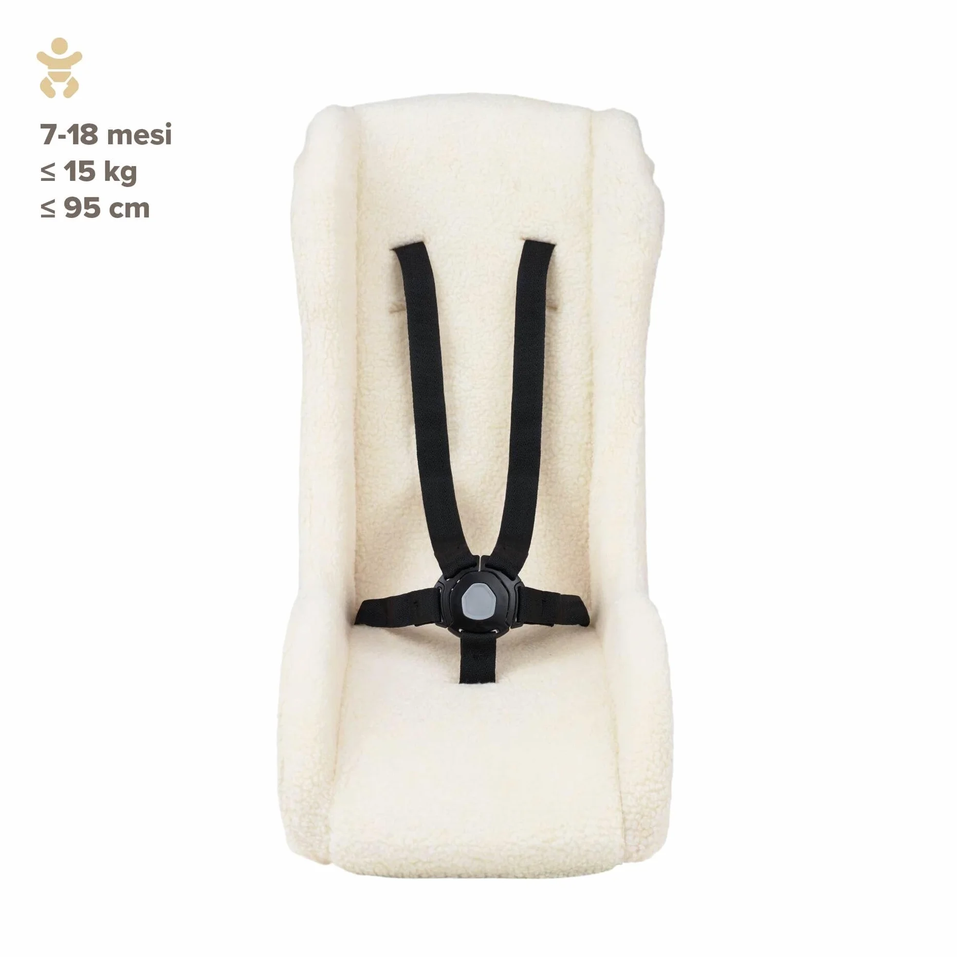 POLISPORT 8015000021 – Mini Pelican Fleece Riduttore Seduta Bebè con Cintura a 5 Punti per Rimorchio, Passeggino e Bici Cargo – Caldo, Sicuro e Compatibile per Bambini da 7 a 18 Mesi, Bianco