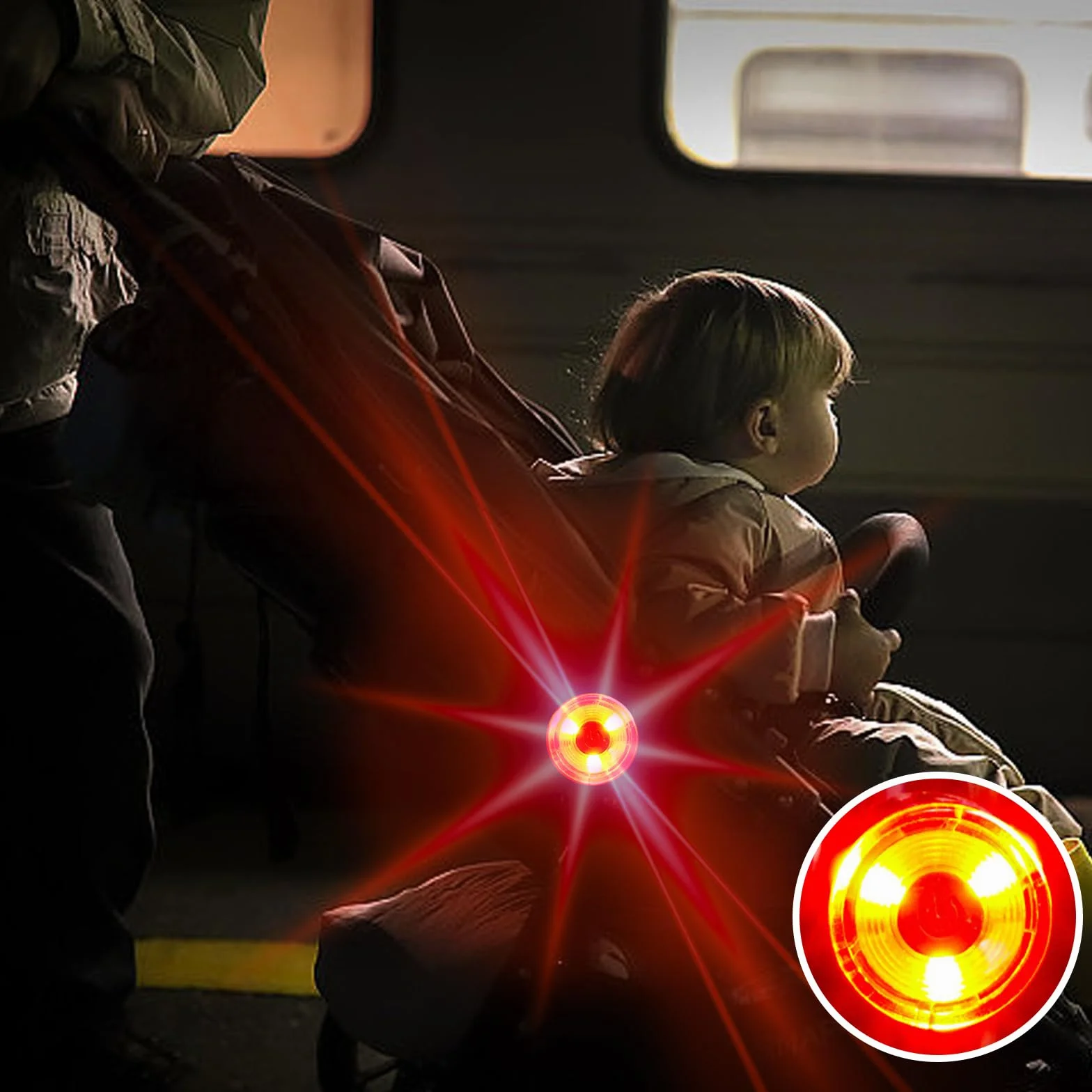 Vegena 6 luci per passeggino, luci a LED per passeggino, luce per passeggino, con 3 effetti di luce, riflettori, impermeabili, lampeggianti per zaino, per esterni, BY-HQY-BBCD-6S