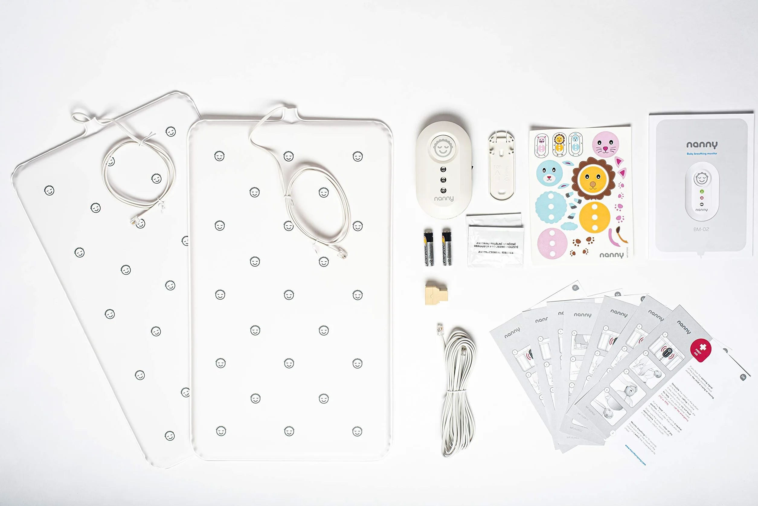 Nanny Monitor BM-02 Babyphone - Monitoraggio respiratorio per bambini con 2 tappetini sensori, monitorare la respirazione del bambino - approvato dal medico