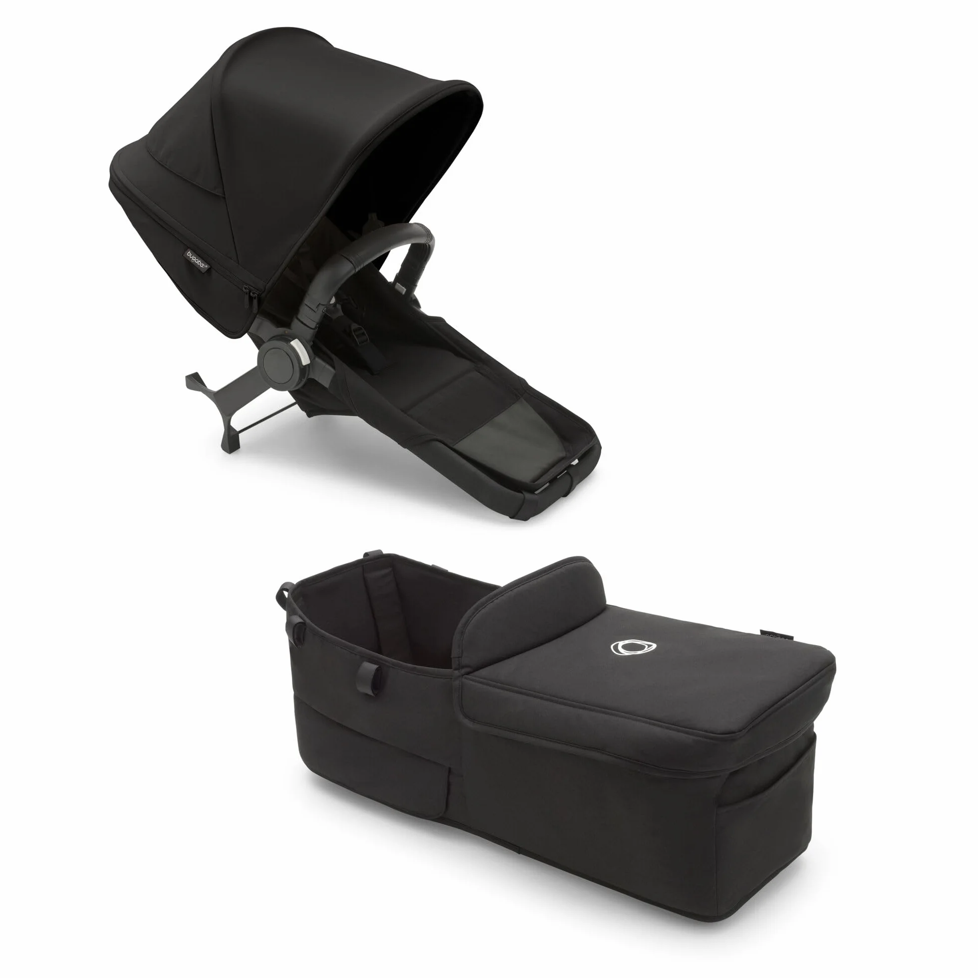 Bugaboo Donkey 5 Twin, Set di Conversione Passeggino Completo, Affiancato, Design Migliorato, Seduta Reversibile, Guida a una Mano e Archiviazione Espandibile, Midnight Black