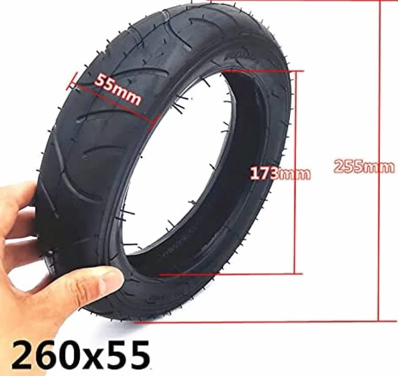 Pneumatico e Camera d'Aria di Ricambio per Tutti Gli Usi, Pneumatici 260X55/255X55 con camere d'Aria, Pneumatico Gonfiabile da 10" per Ruota del Triciclo con Ruota per Passeggino