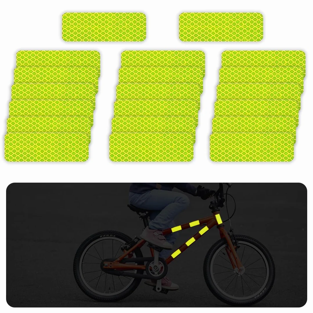 20 Pezzi Catarifrangenti per Passeggini, Sicurezza Catarifrangente Adesivo Universale, Adatto a tutti i passeggini, zaini, biciclette, sedie a rotelle - giallo neon