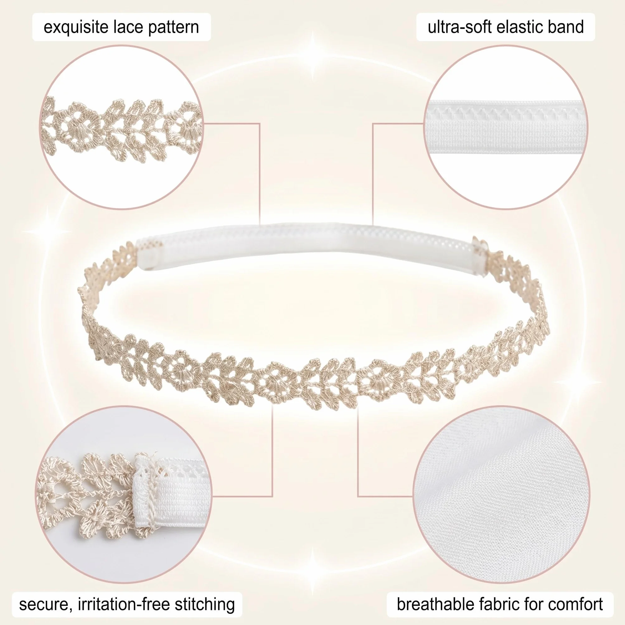 Cerchietto Neonata Pizzo, Fascia Elastica Per Neonata, Accessorio Capelli Per Battesimo